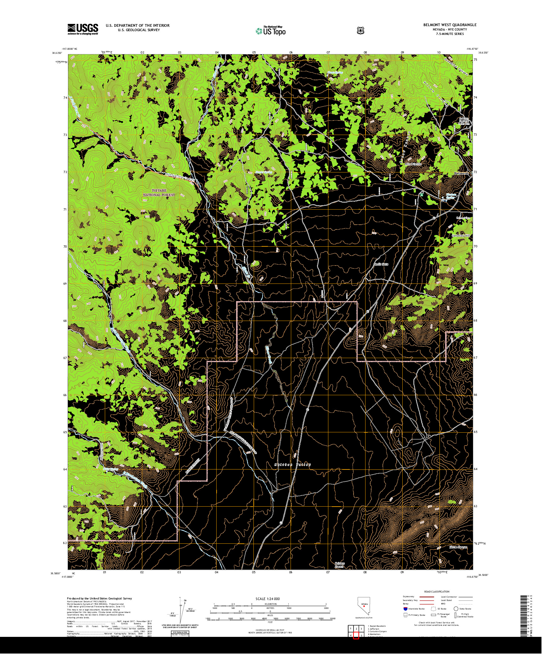 US TOPO 7.5-MINUTE MAP FOR BELMONT WEST, NV