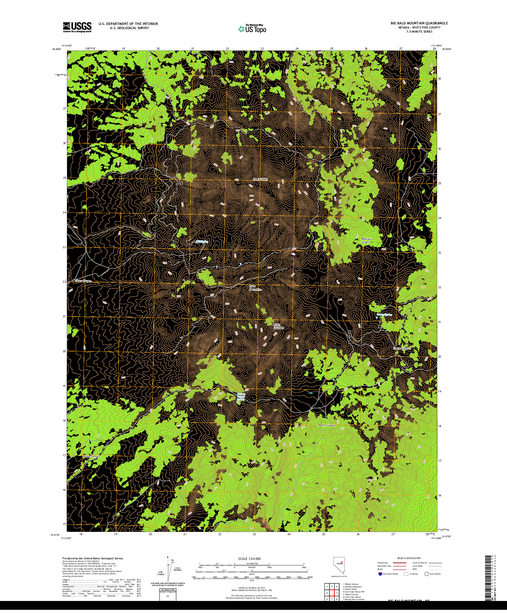 US TOPO 7.5-MINUTE MAP FOR BIG BALD MOUNTAIN, NV