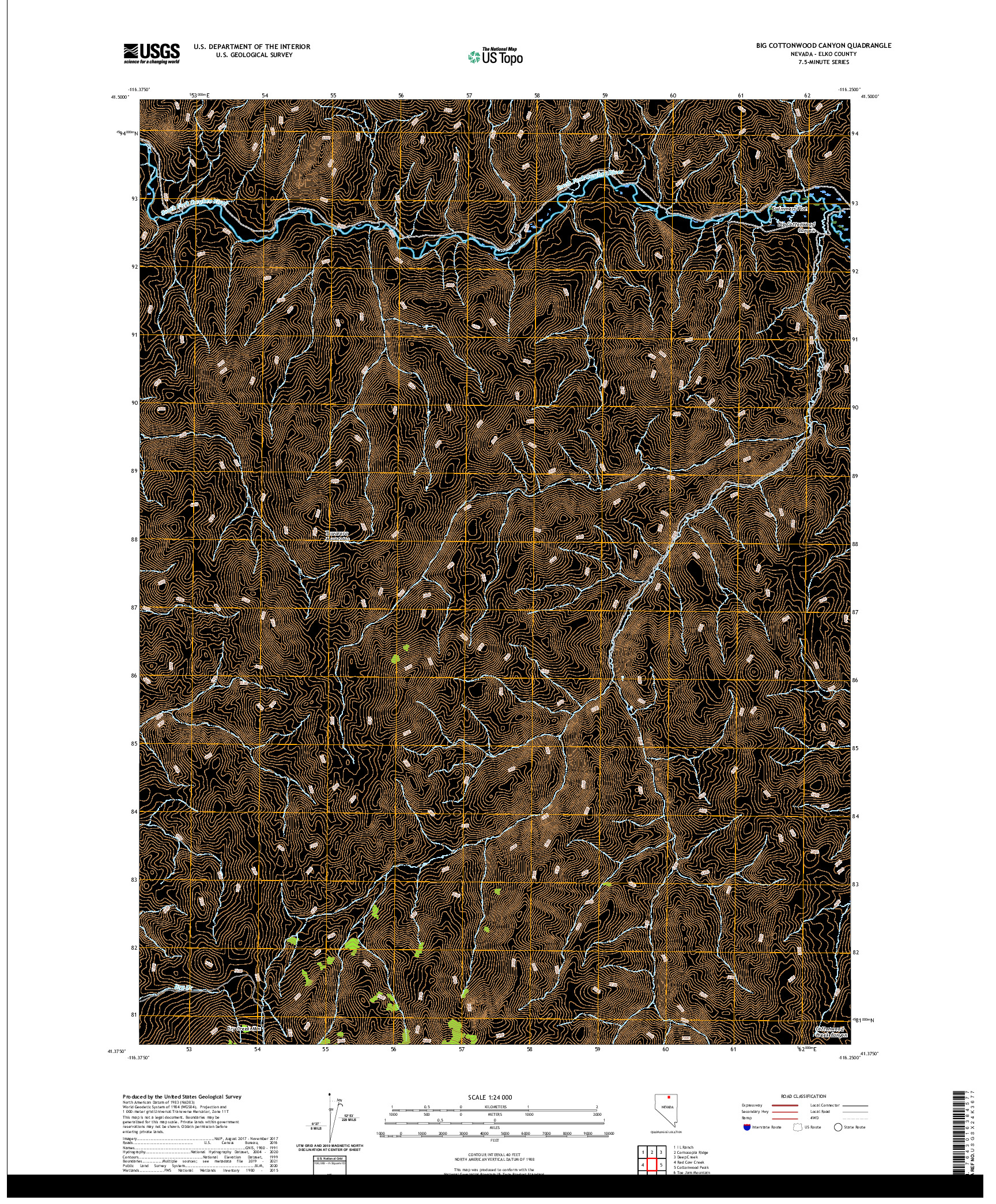 US TOPO 7.5-MINUTE MAP FOR BIG COTTONWOOD CANYON, NV