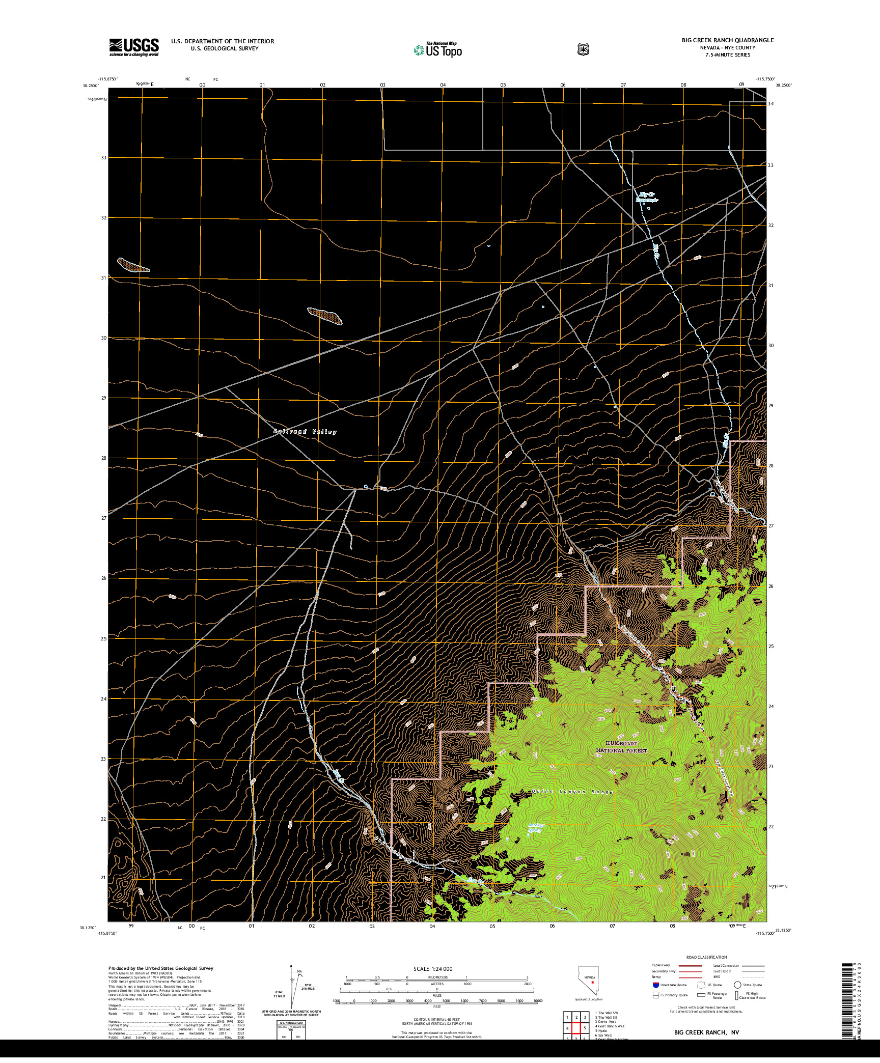 US TOPO 7.5-MINUTE MAP FOR BIG CREEK RANCH, NV