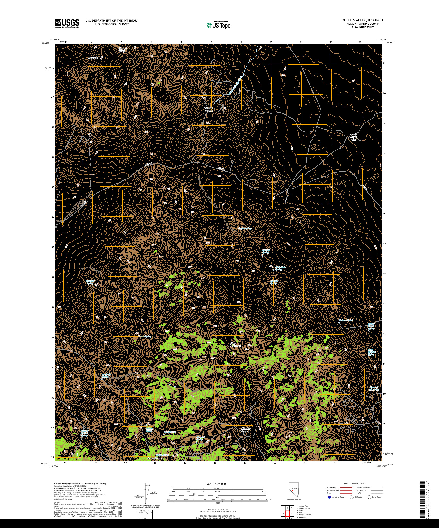 US TOPO 7.5-MINUTE MAP FOR BETTLES WELL, NV