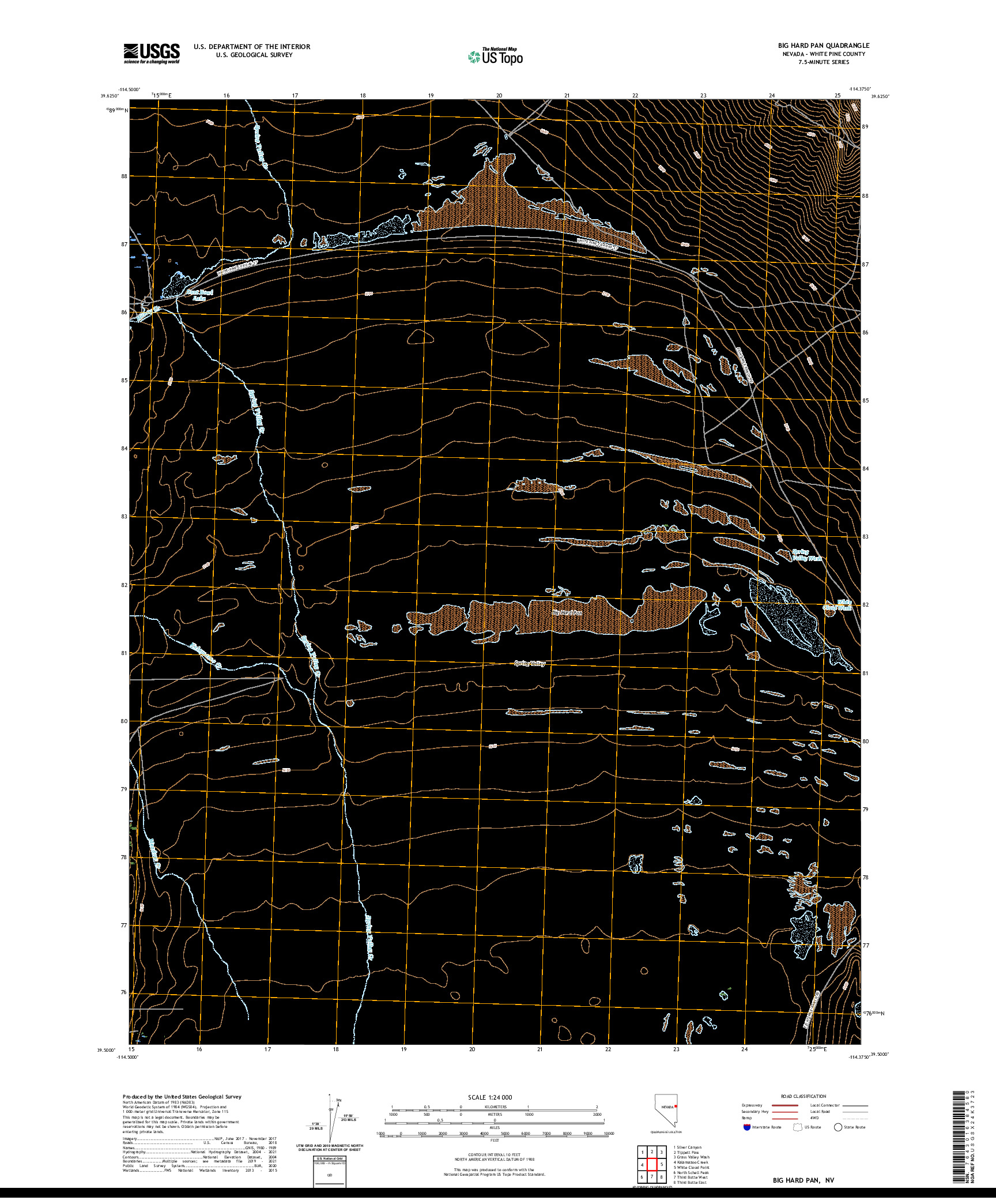 US TOPO 7.5-MINUTE MAP FOR BIG HARD PAN, NV