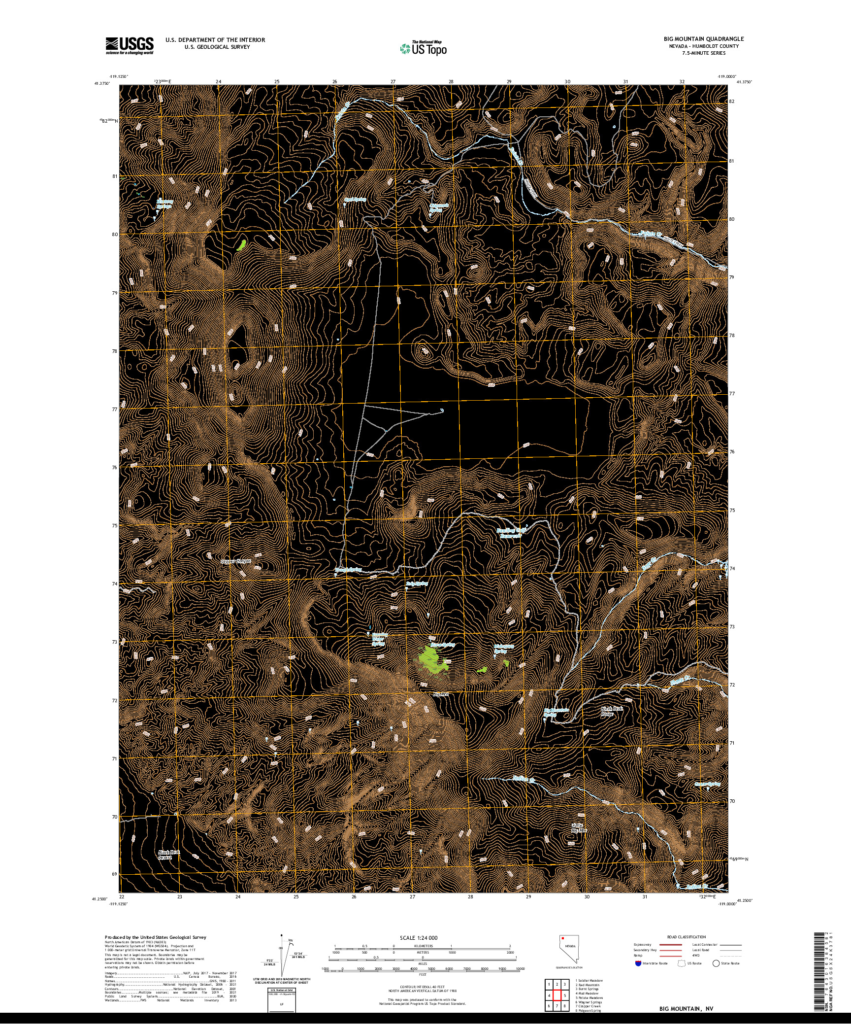 US TOPO 7.5-MINUTE MAP FOR BIG MOUNTAIN, NV