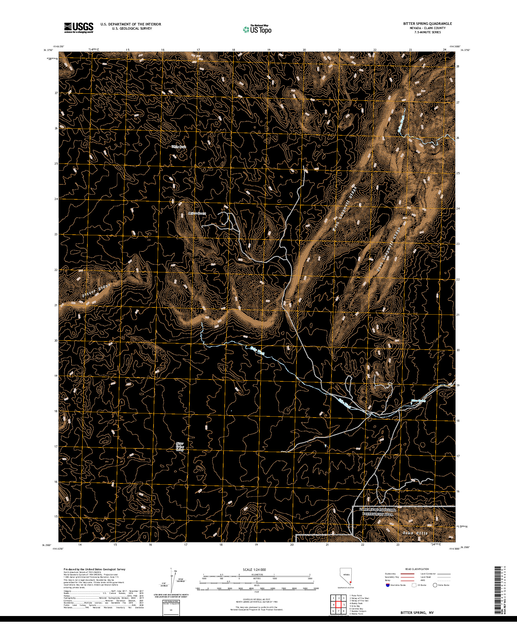 US TOPO 7.5-MINUTE MAP FOR BITTER SPRING, NV