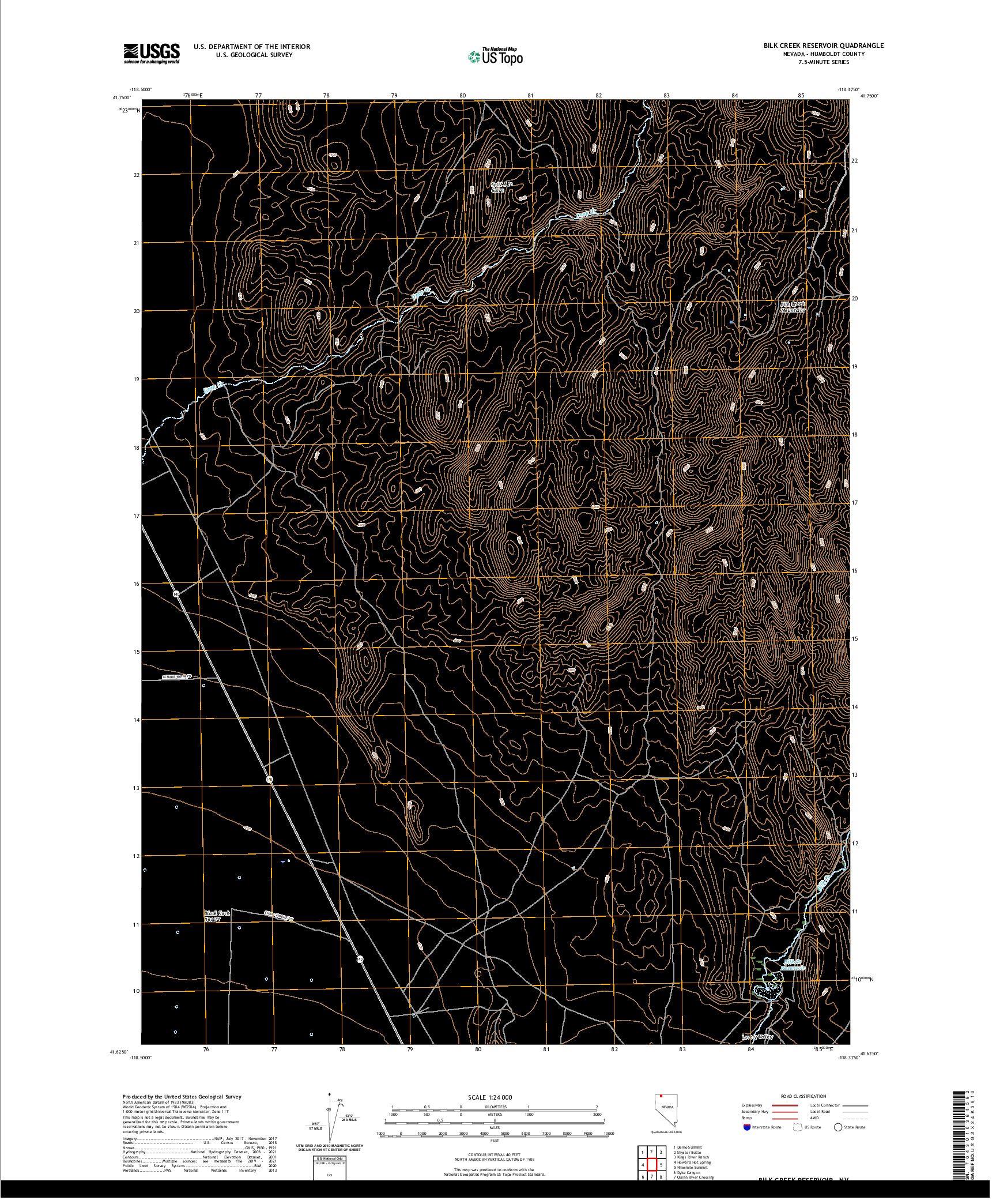 US TOPO 7.5-MINUTE MAP FOR BILK CREEK RESERVOIR, NV