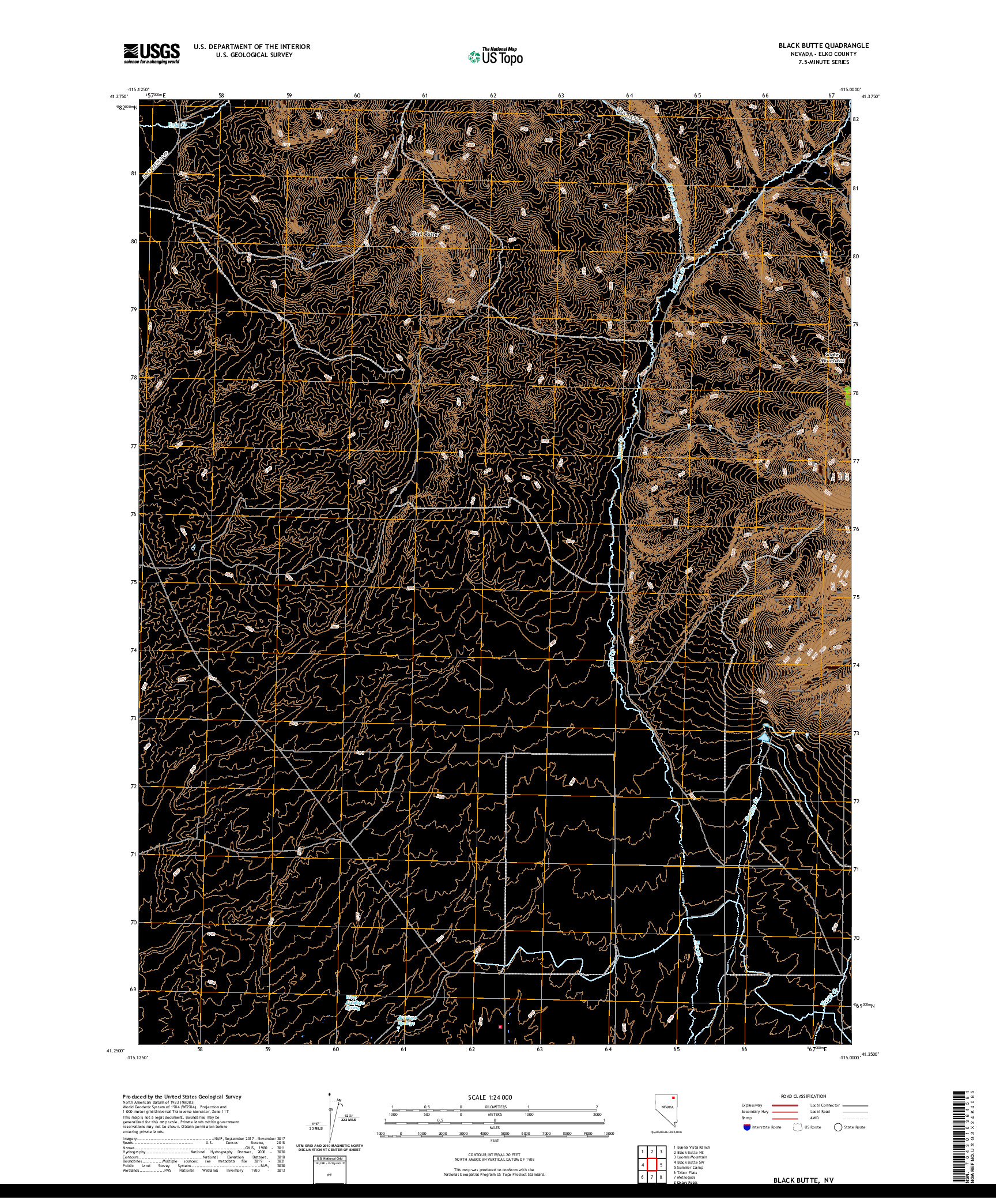 US TOPO 7.5-MINUTE MAP FOR BLACK BUTTE, NV