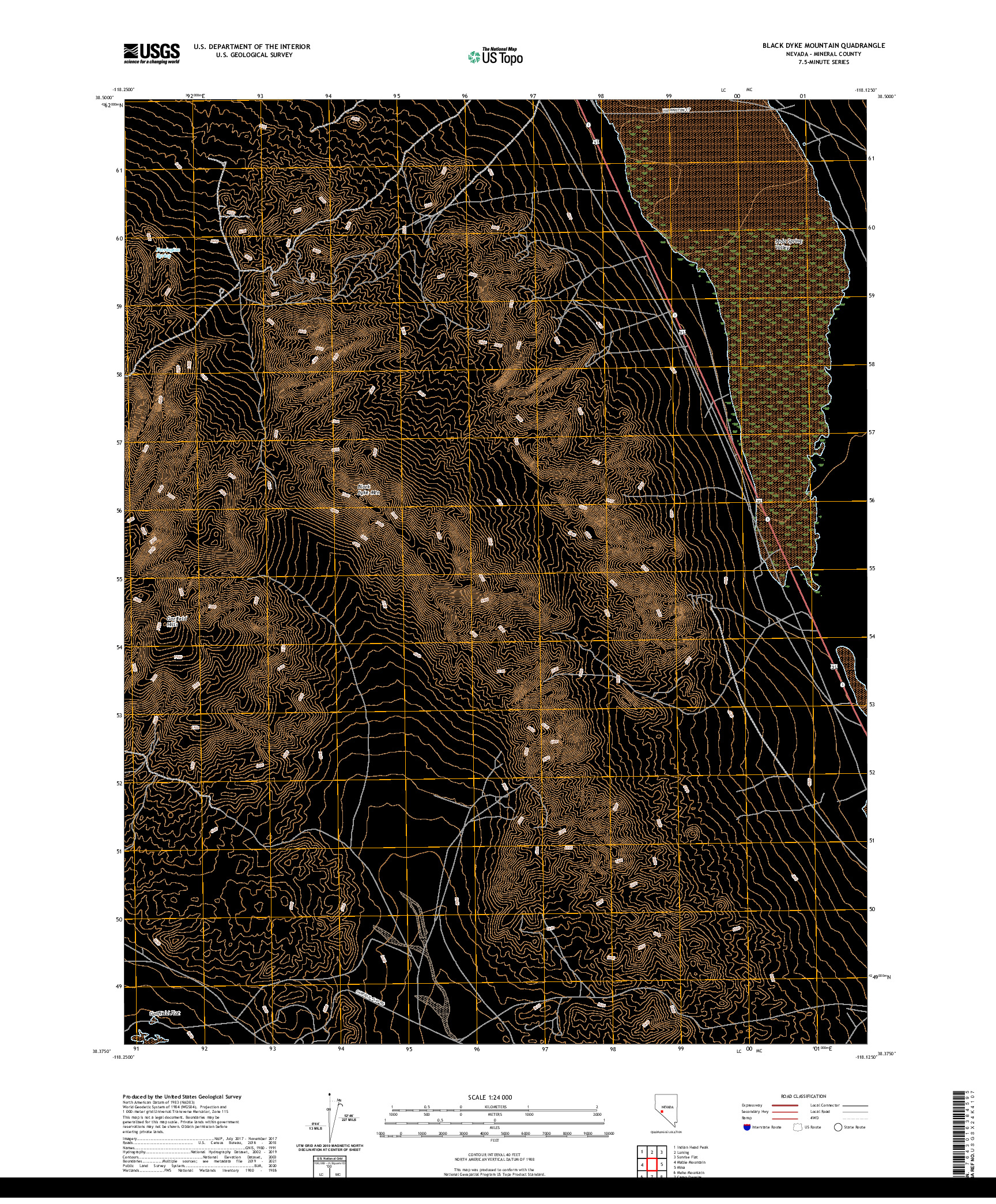 US TOPO 7.5-MINUTE MAP FOR BLACK DYKE MOUNTAIN, NV
