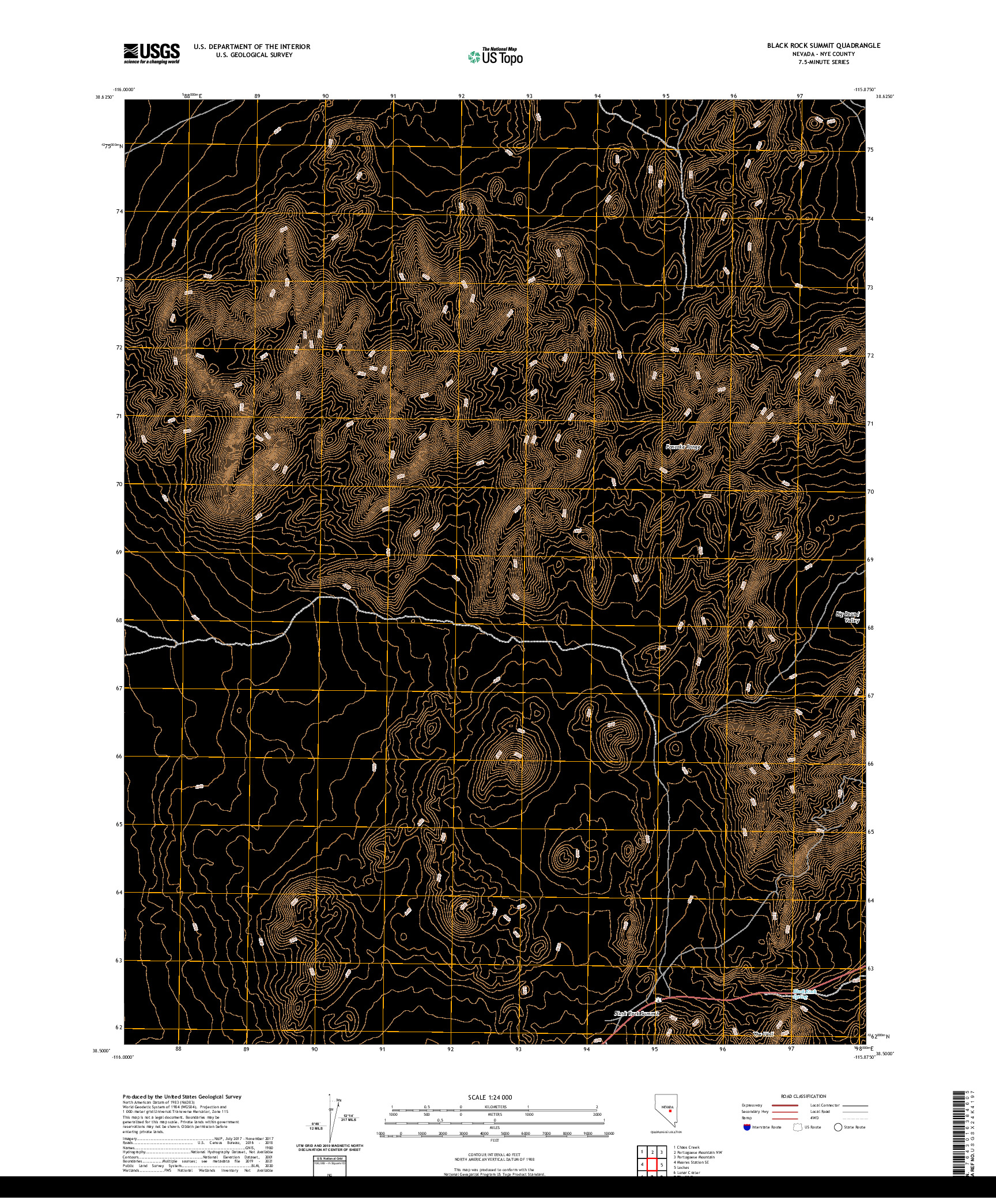 US TOPO 7.5-MINUTE MAP FOR BLACK ROCK SUMMIT, NV