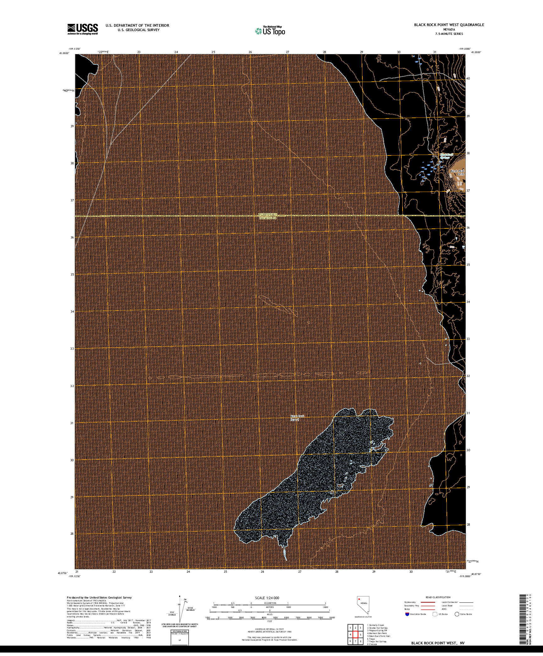 US TOPO 7.5-MINUTE MAP FOR BLACK ROCK POINT WEST, NV