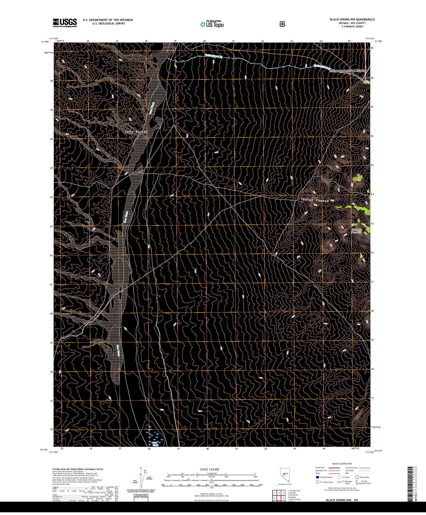 US TOPO 7.5-MINUTE MAP FOR BLACK SPRING NW, NV