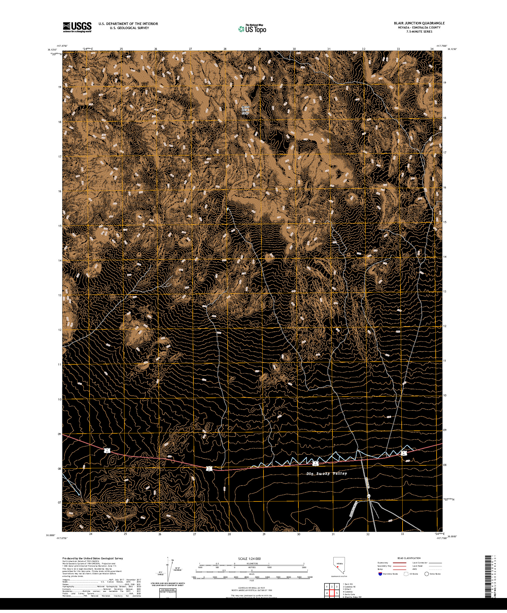 US TOPO 7.5-MINUTE MAP FOR BLAIR JUNCTION, NV