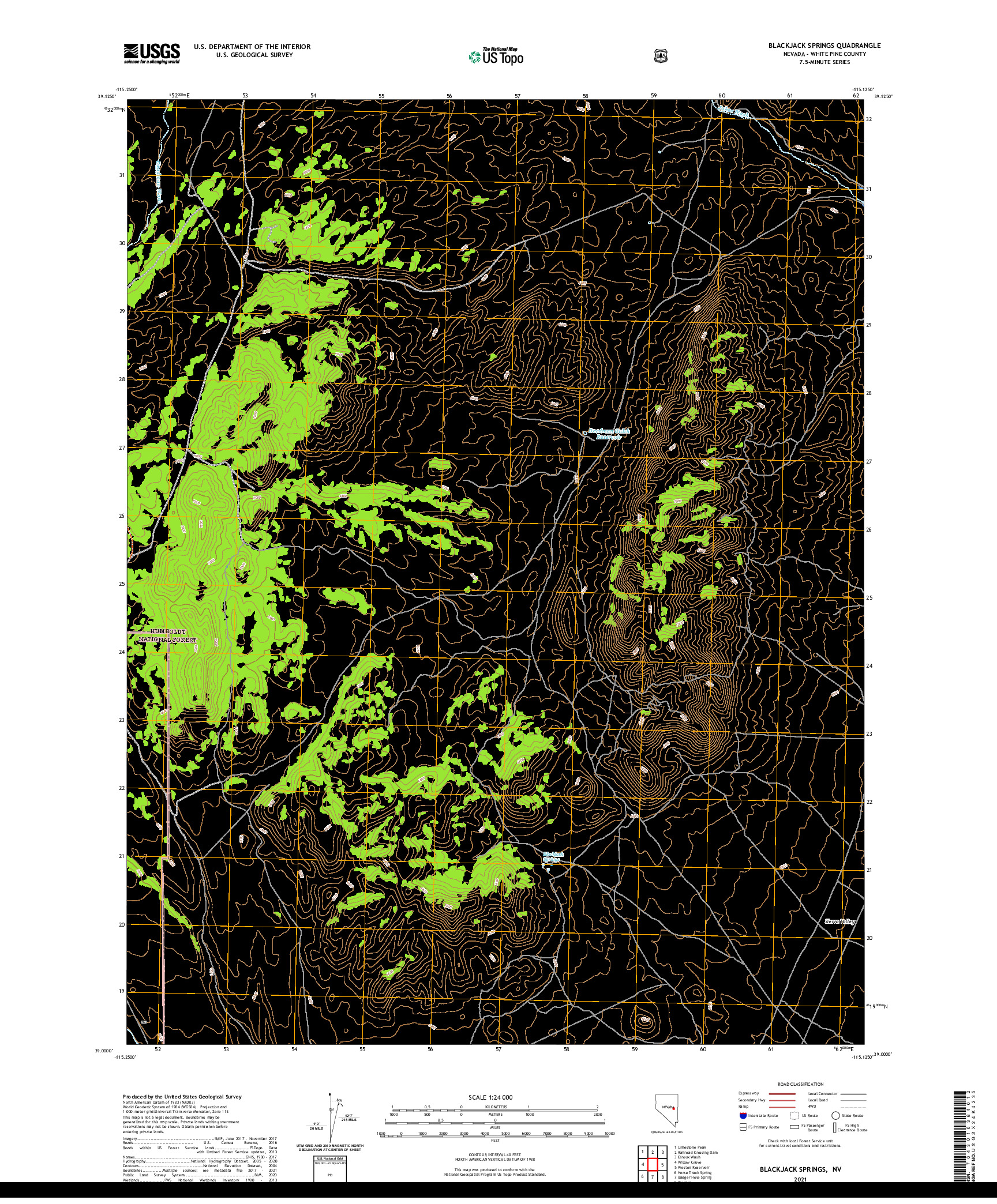 US TOPO 7.5-MINUTE MAP FOR BLACKJACK SPRINGS, NV