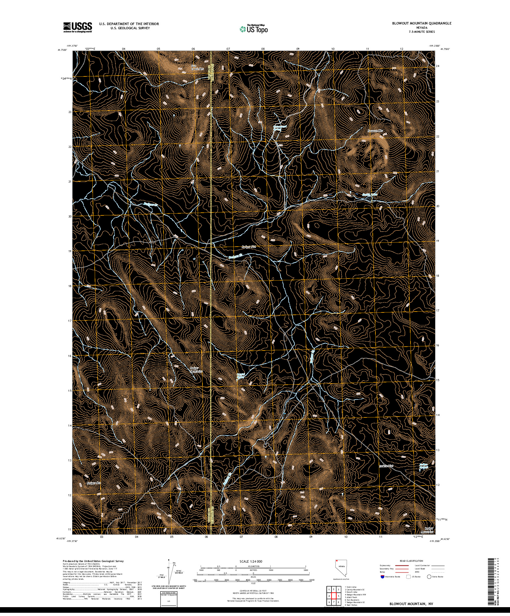 US TOPO 7.5-MINUTE MAP FOR BLOWOUT MOUNTAIN, NV