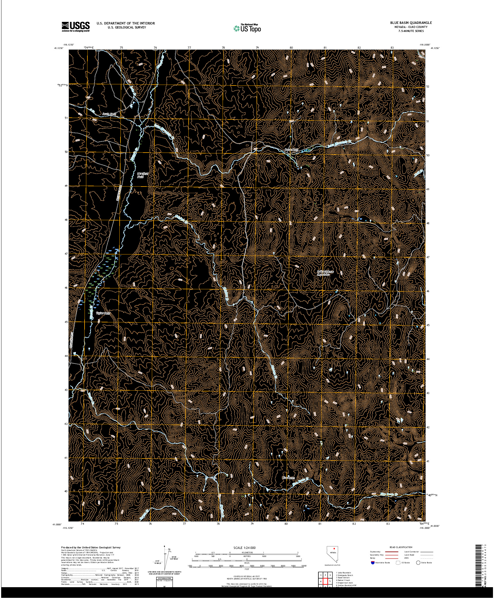 US TOPO 7.5-MINUTE MAP FOR BLUE BASIN, NV