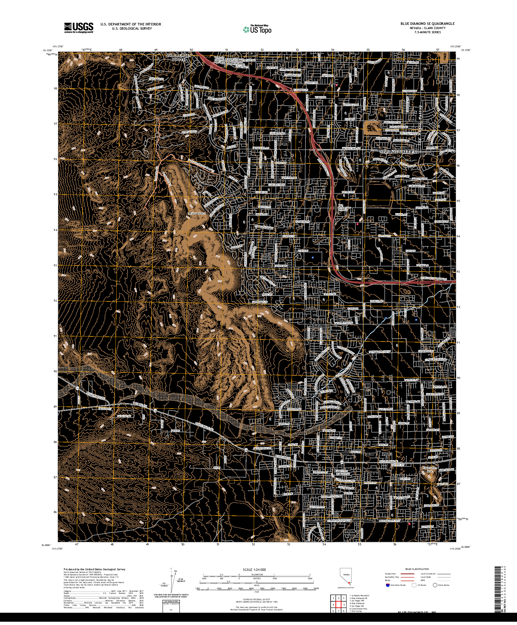 US TOPO 7.5-MINUTE MAP FOR BLUE DIAMOND SE, NV