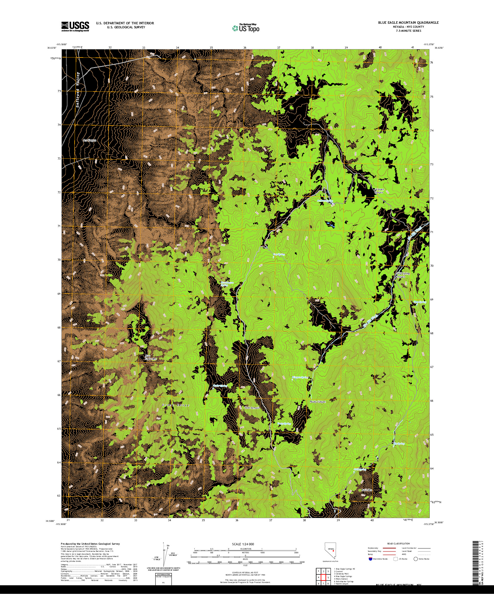 US TOPO 7.5-MINUTE MAP FOR BLUE EAGLE MOUNTAIN, NV