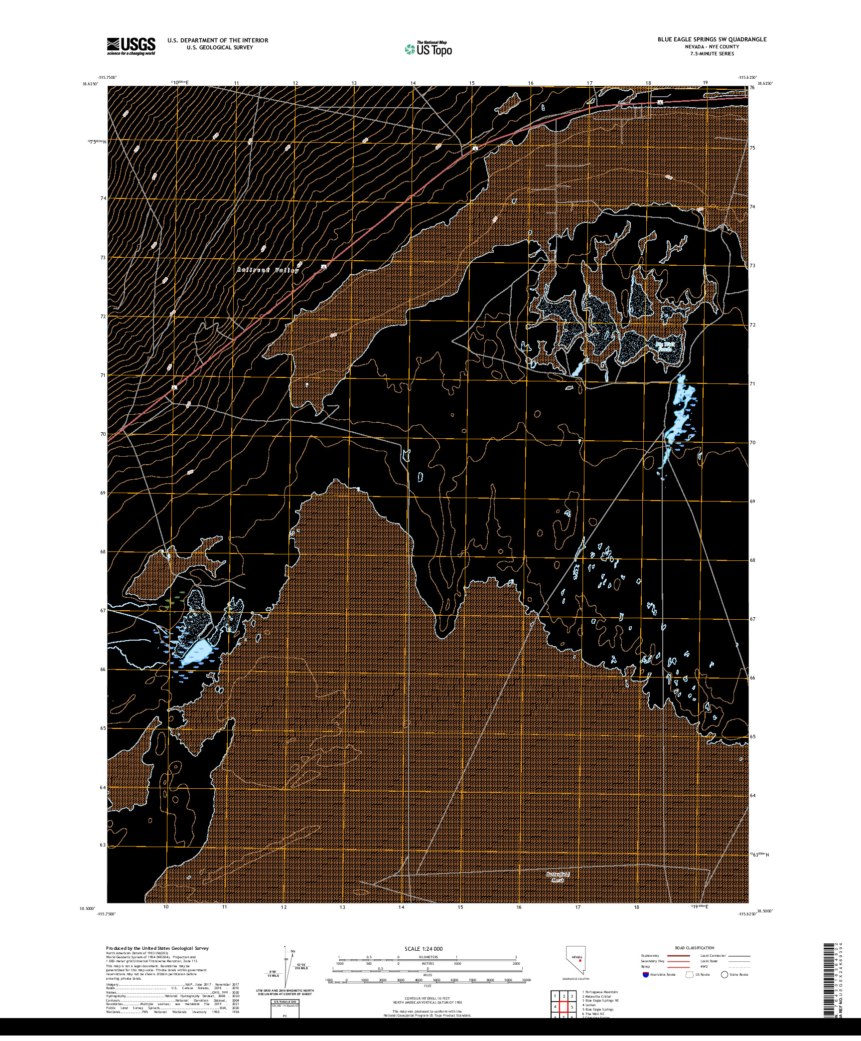 US TOPO 7.5-MINUTE MAP FOR BLUE EAGLE SPRINGS SW, NV