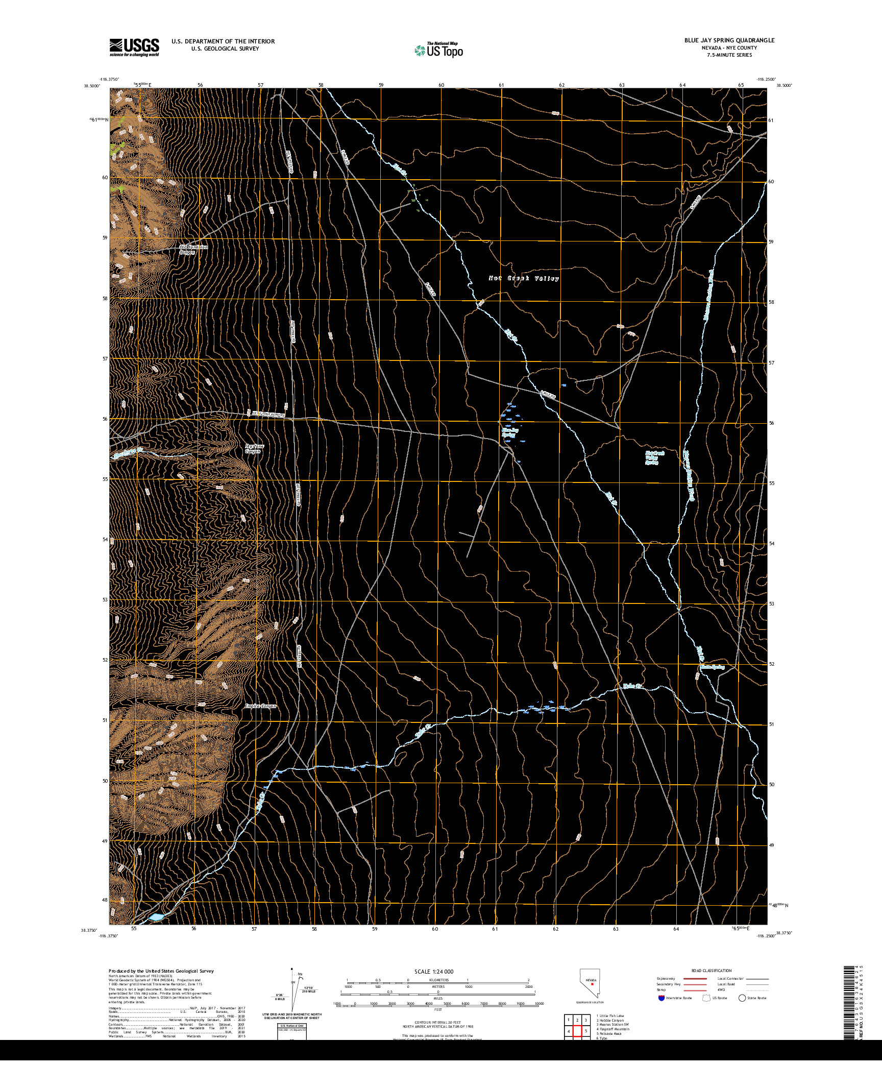 US TOPO 7.5-MINUTE MAP FOR BLUE JAY SPRING, NV