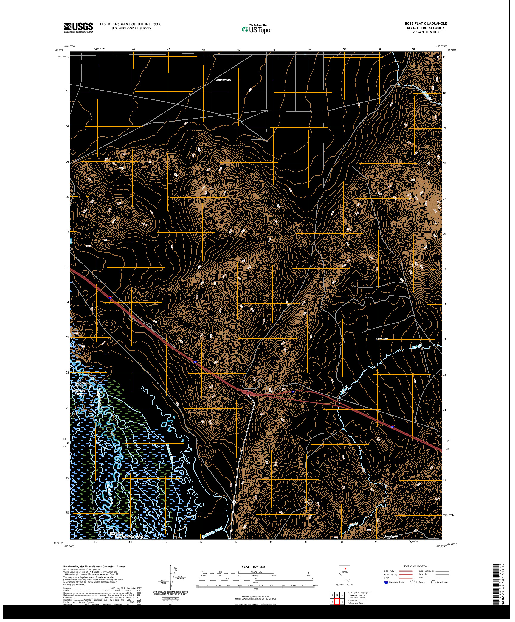 US TOPO 7.5-MINUTE MAP FOR BOBS FLAT, NV