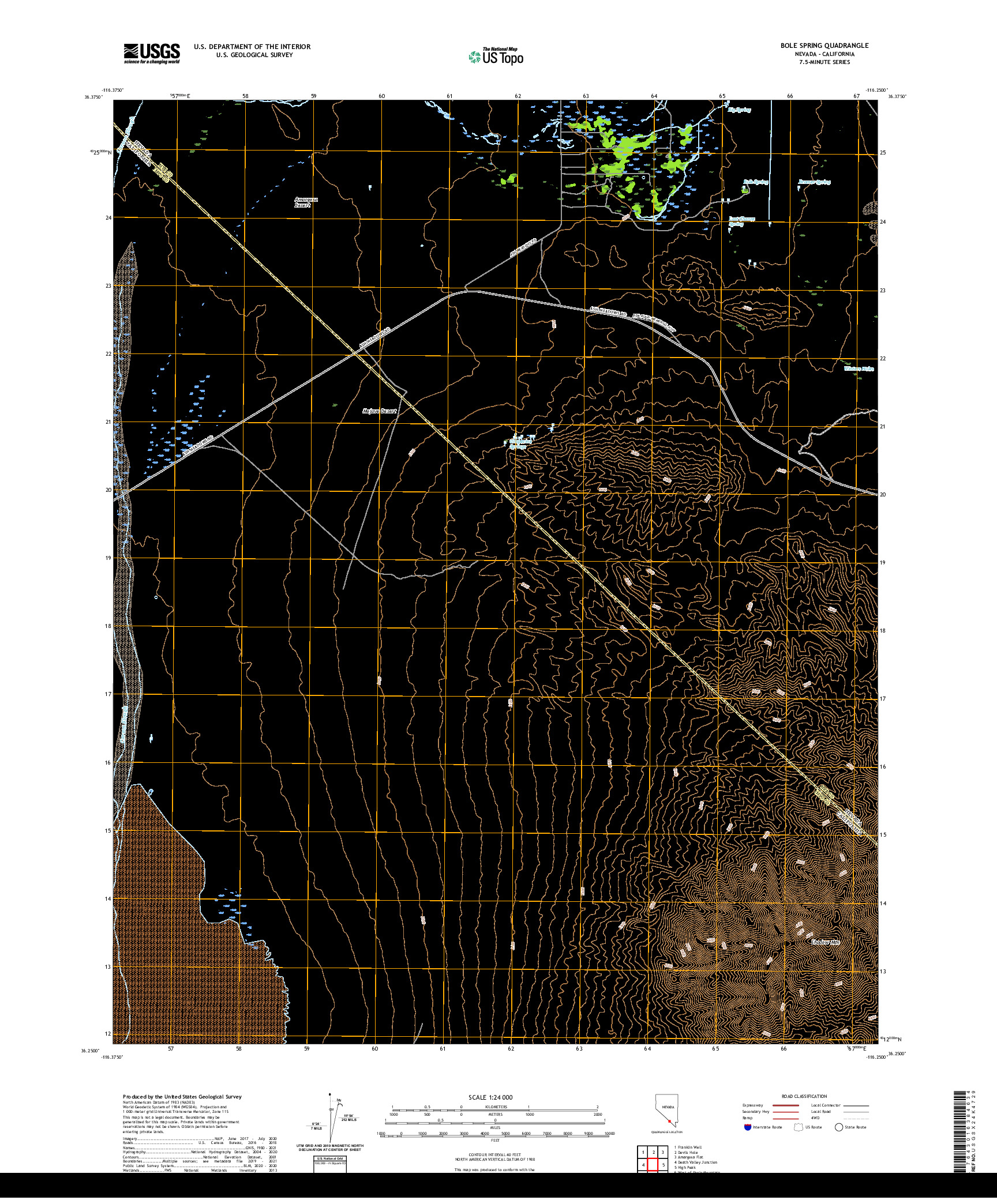 US TOPO 7.5-MINUTE MAP FOR BOLE SPRING, NV,CA