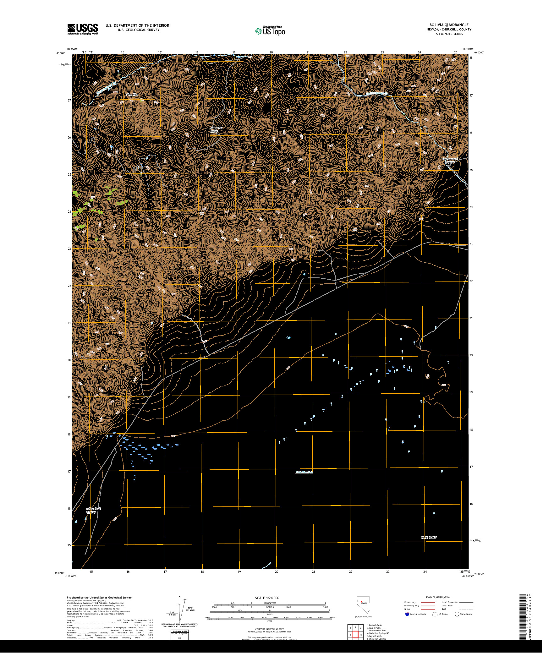 US TOPO 7.5-MINUTE MAP FOR BOLIVIA, NV