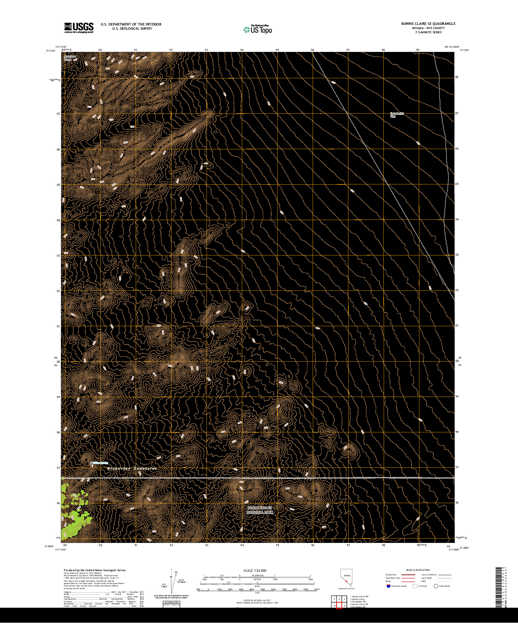 US TOPO 7.5-MINUTE MAP FOR BONNIE CLAIRE SE, NV