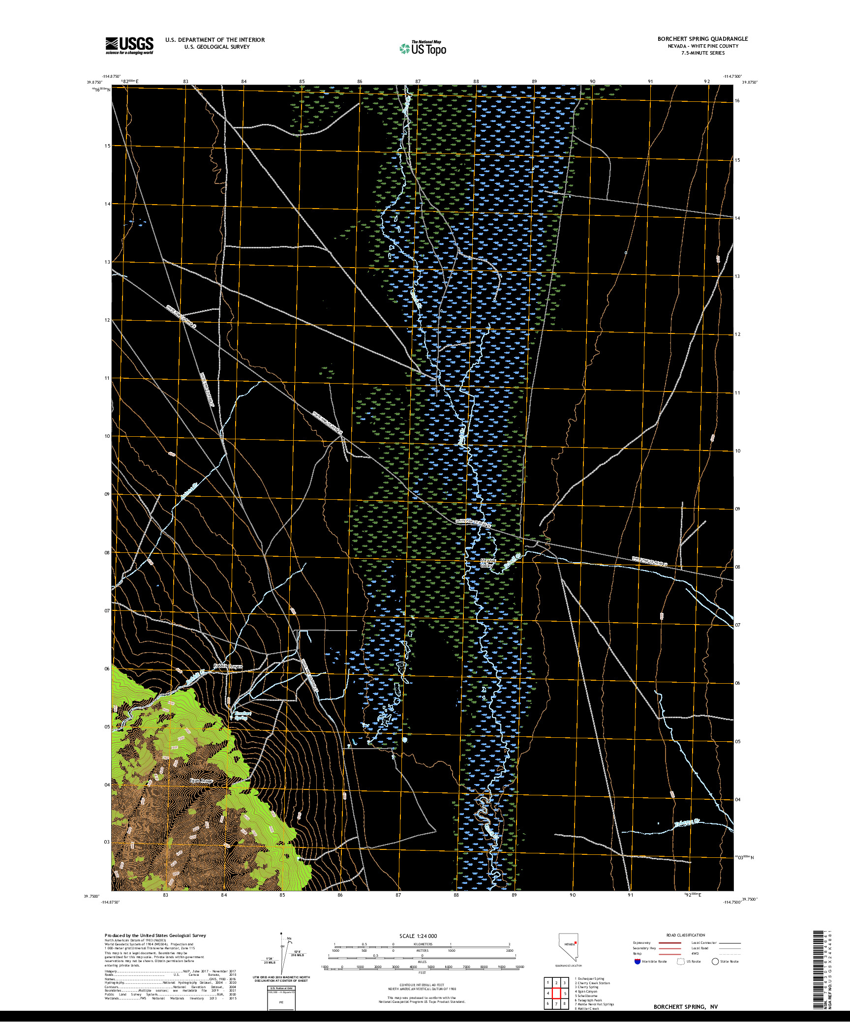 US TOPO 7.5-MINUTE MAP FOR BORCHERT SPRING, NV