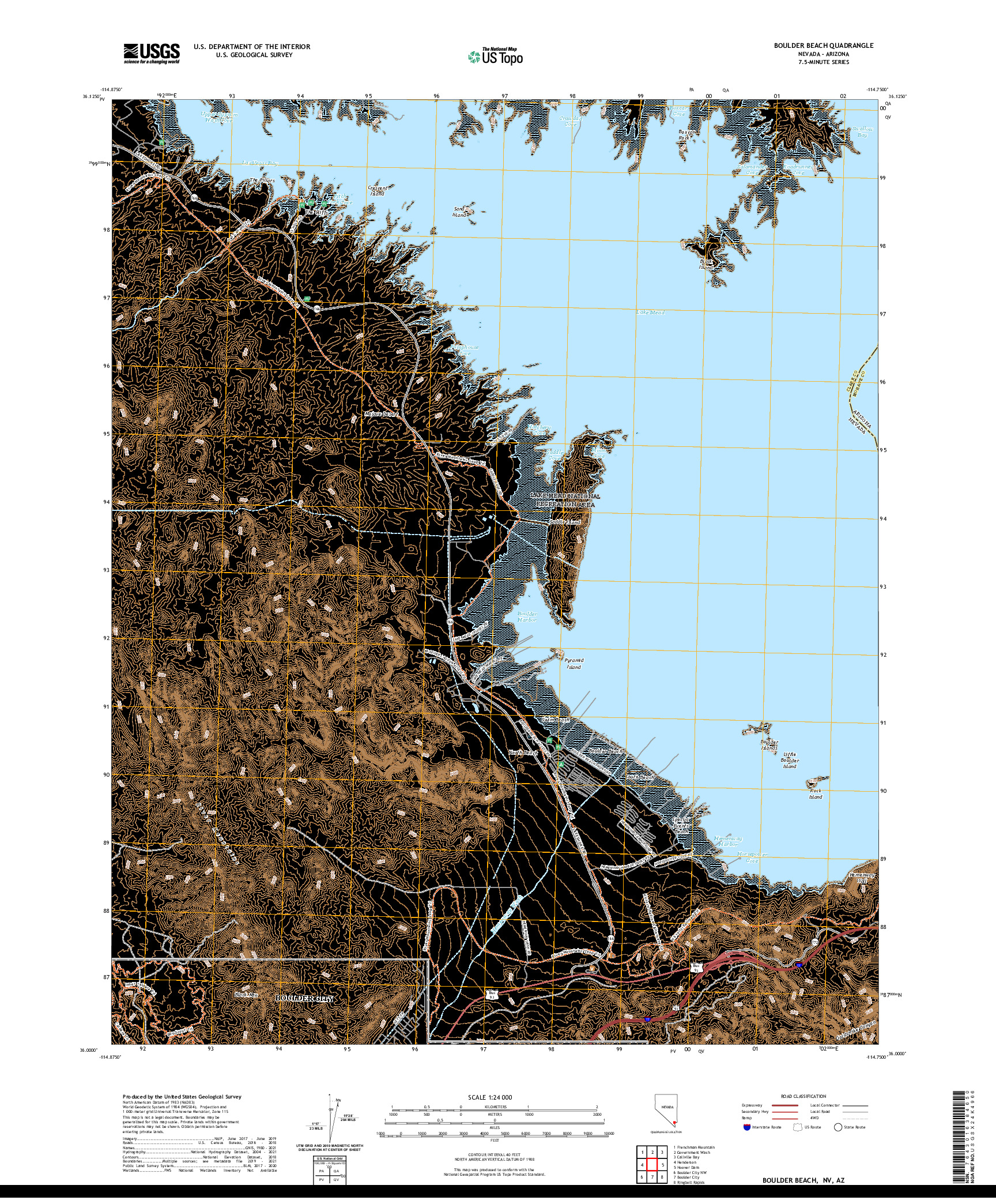 US TOPO 7.5-MINUTE MAP FOR BOULDER BEACH, NV,AZ