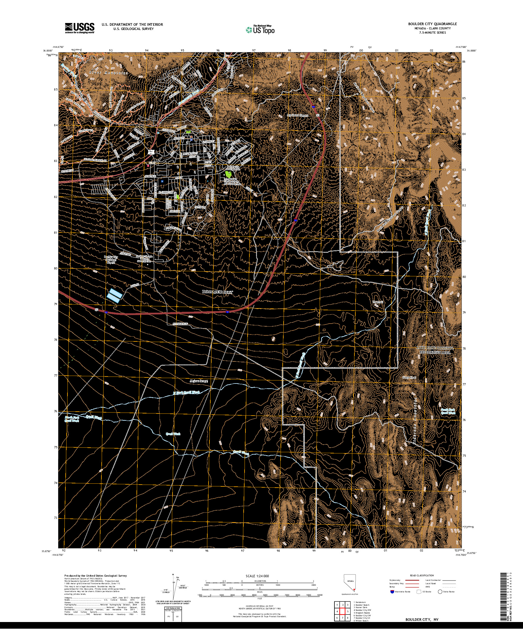 US TOPO 7.5-MINUTE MAP FOR BOULDER CITY, NV