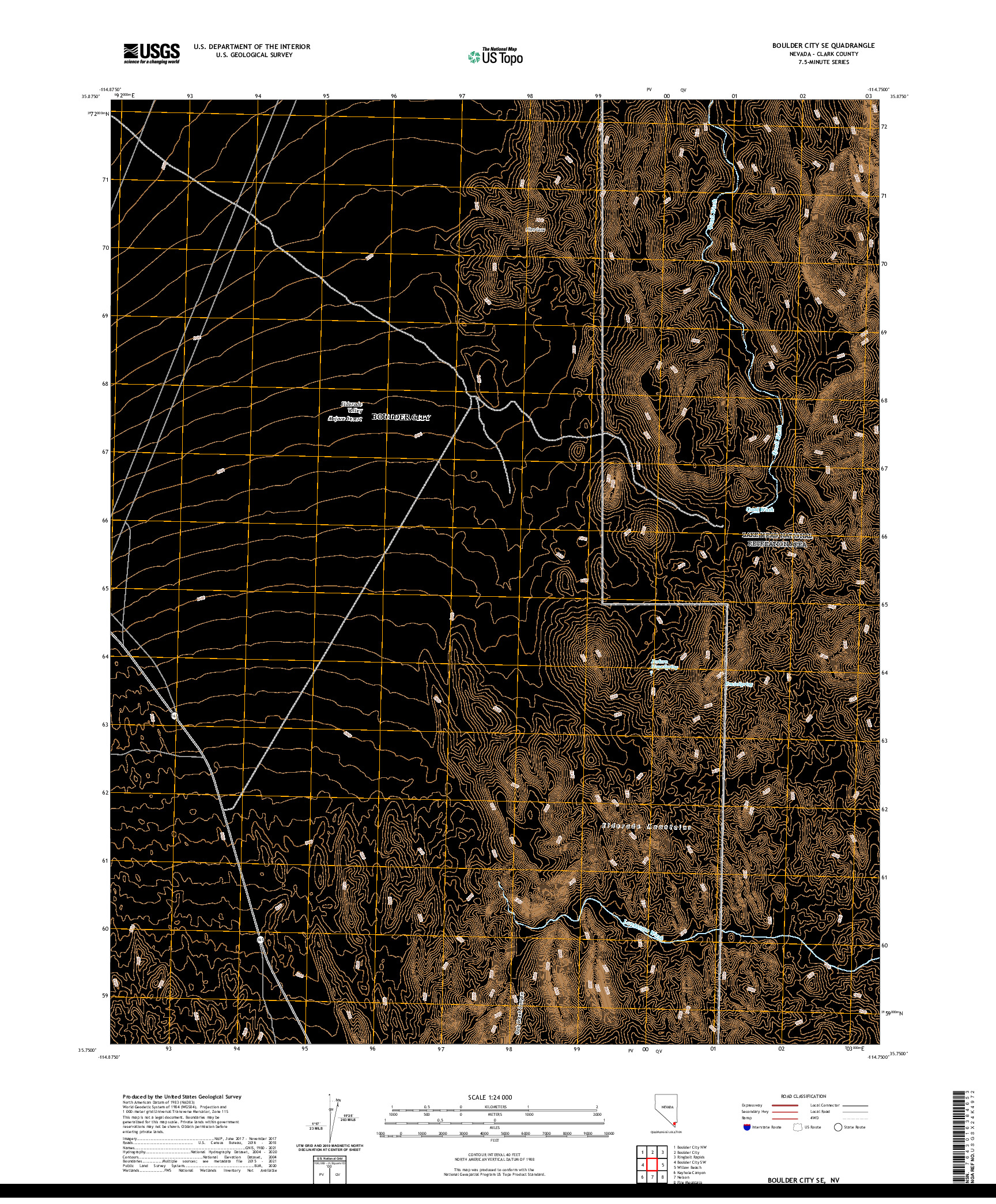 US TOPO 7.5-MINUTE MAP FOR BOULDER CITY SE, NV