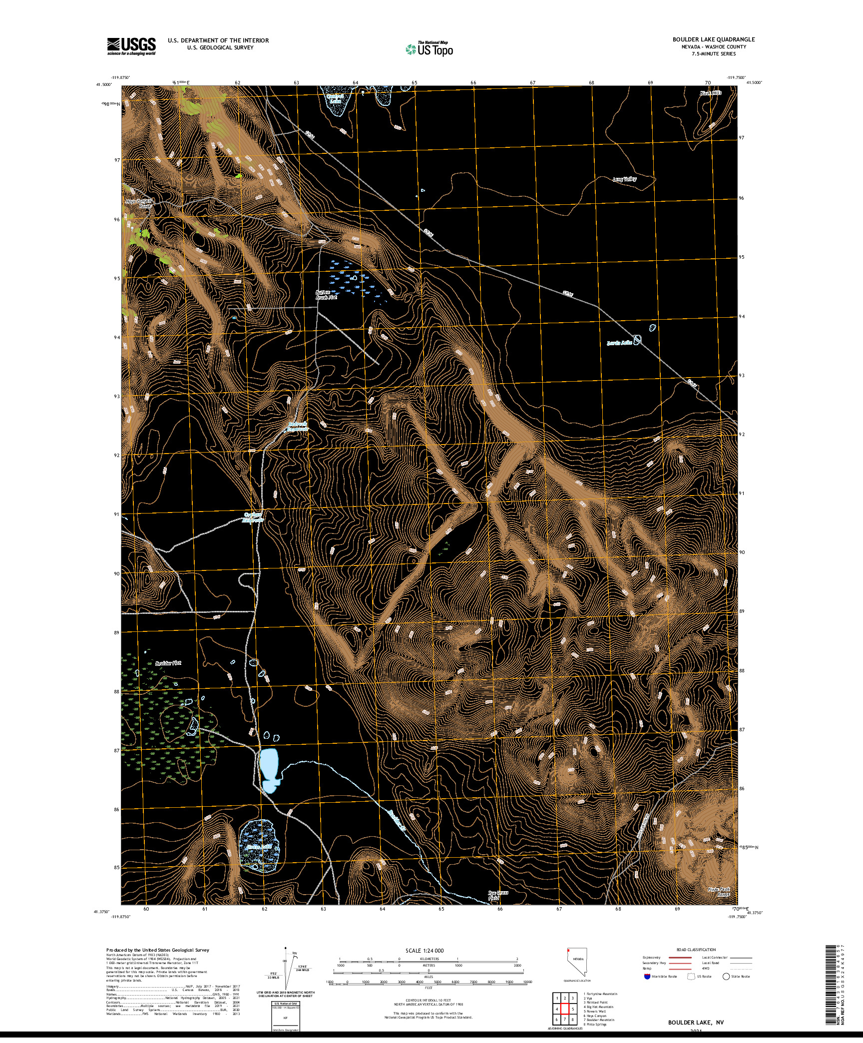 US TOPO 7.5-MINUTE MAP FOR BOULDER LAKE, NV