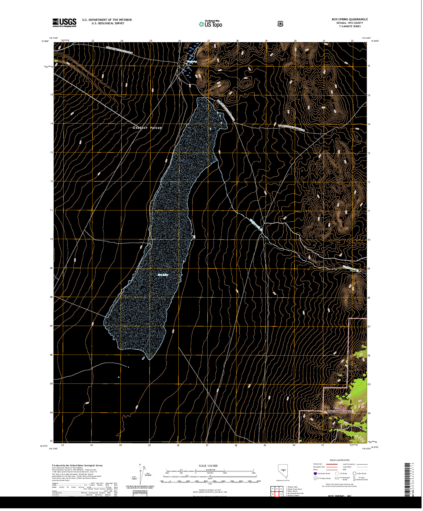 US TOPO 7.5-MINUTE MAP FOR BOX SPRING, NV