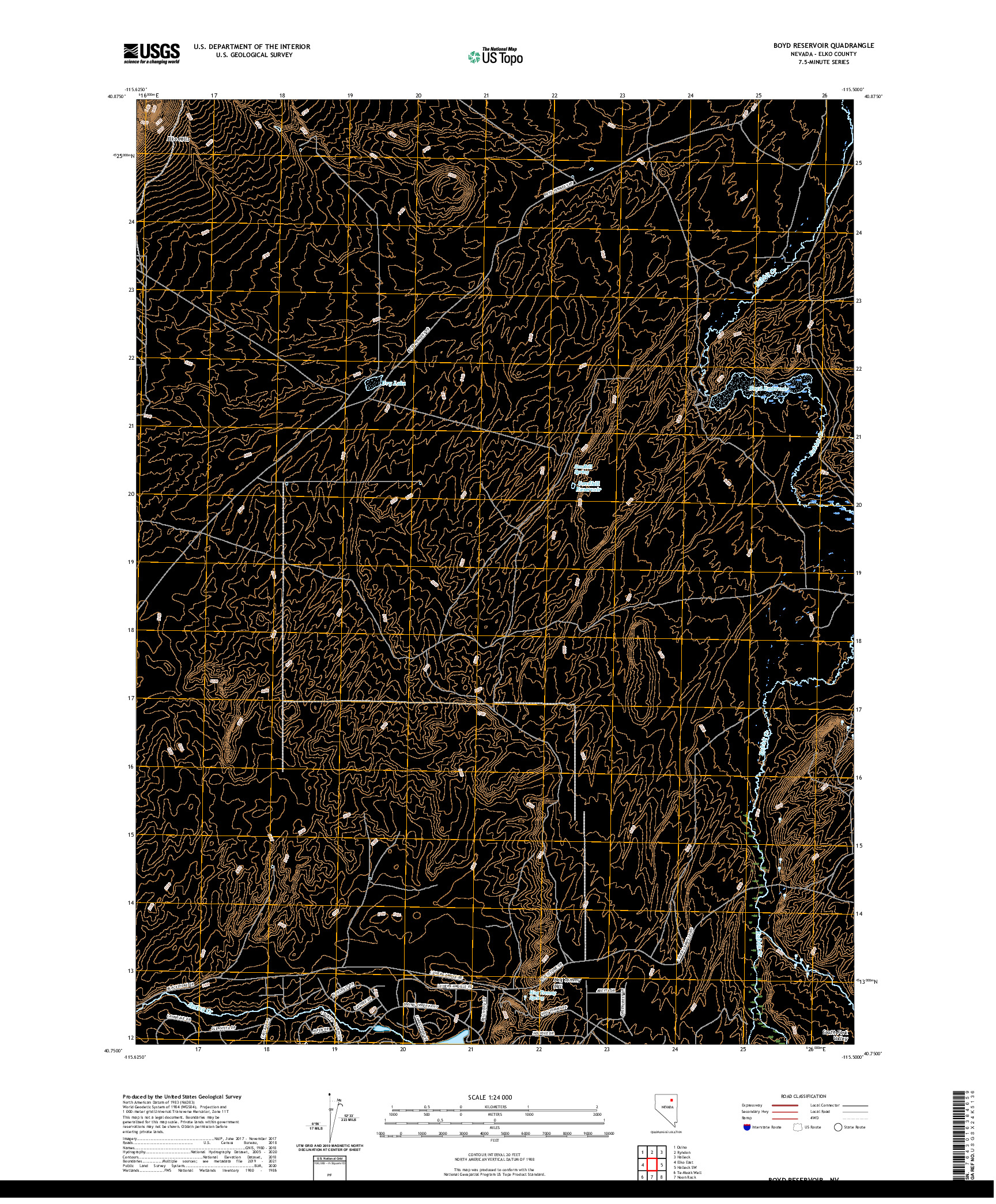 US TOPO 7.5-MINUTE MAP FOR BOYD RESERVOIR, NV