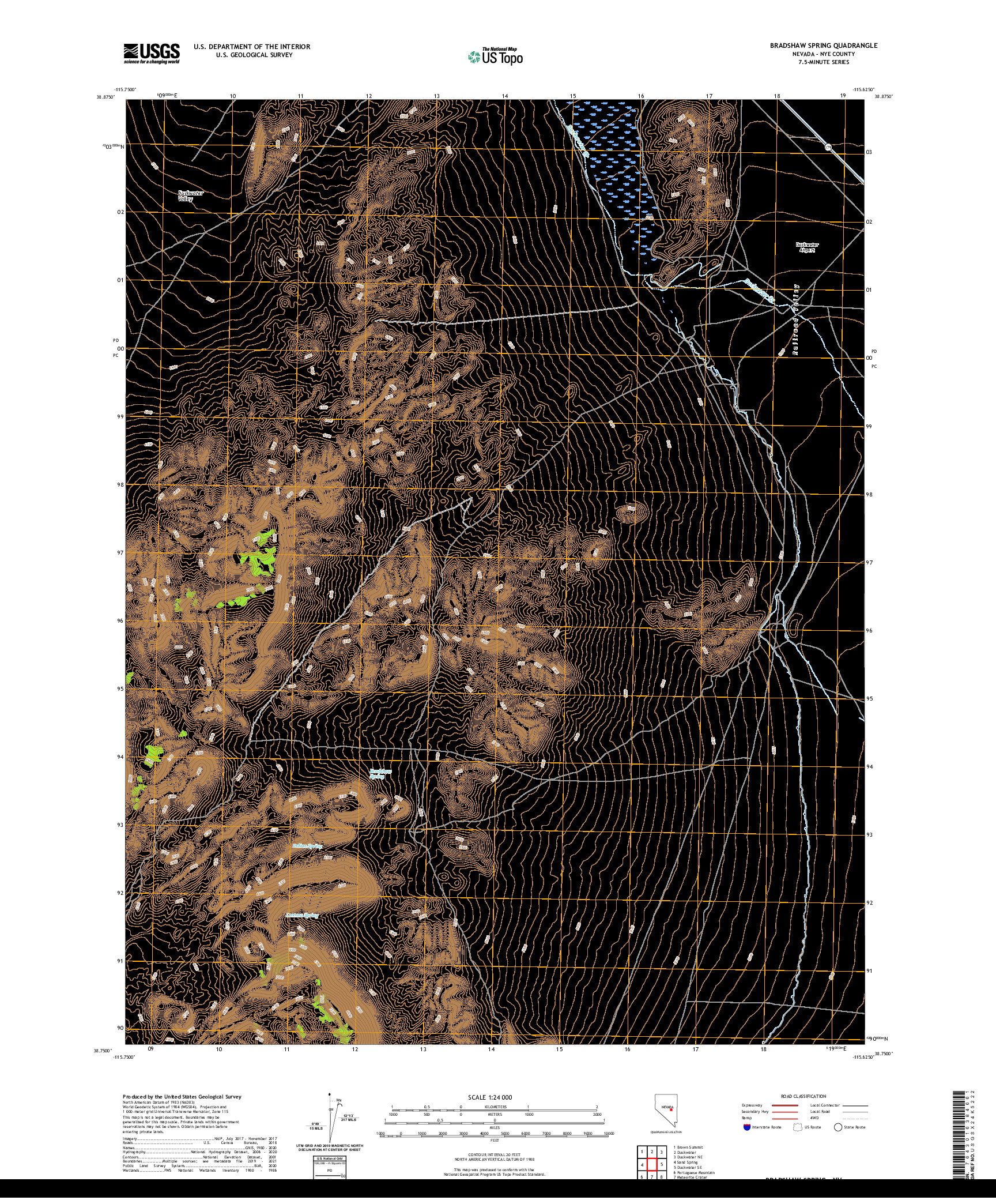 US TOPO 7.5-MINUTE MAP FOR BRADSHAW SPRING, NV