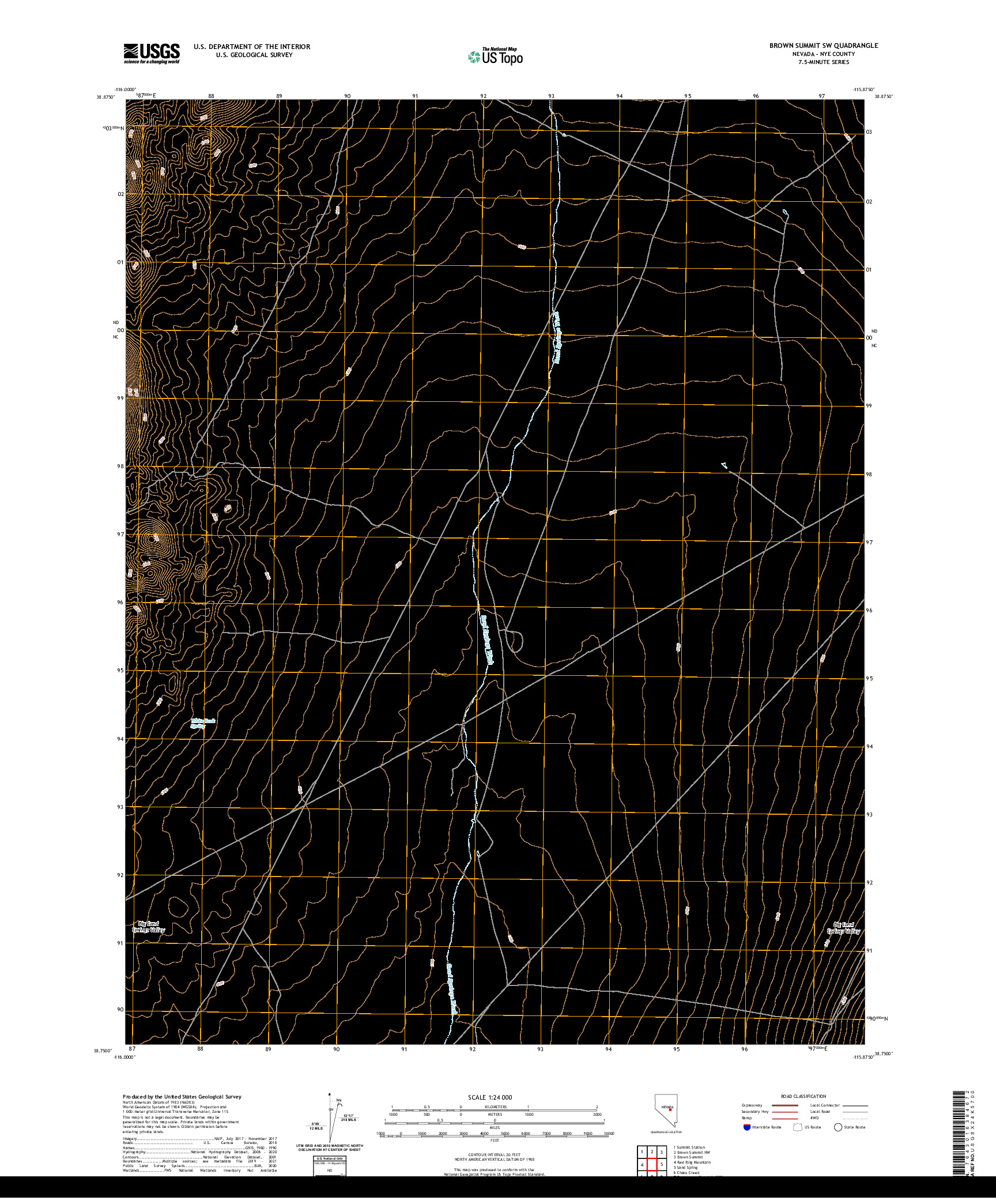 US TOPO 7.5-MINUTE MAP FOR BROWN SUMMIT SW, NV