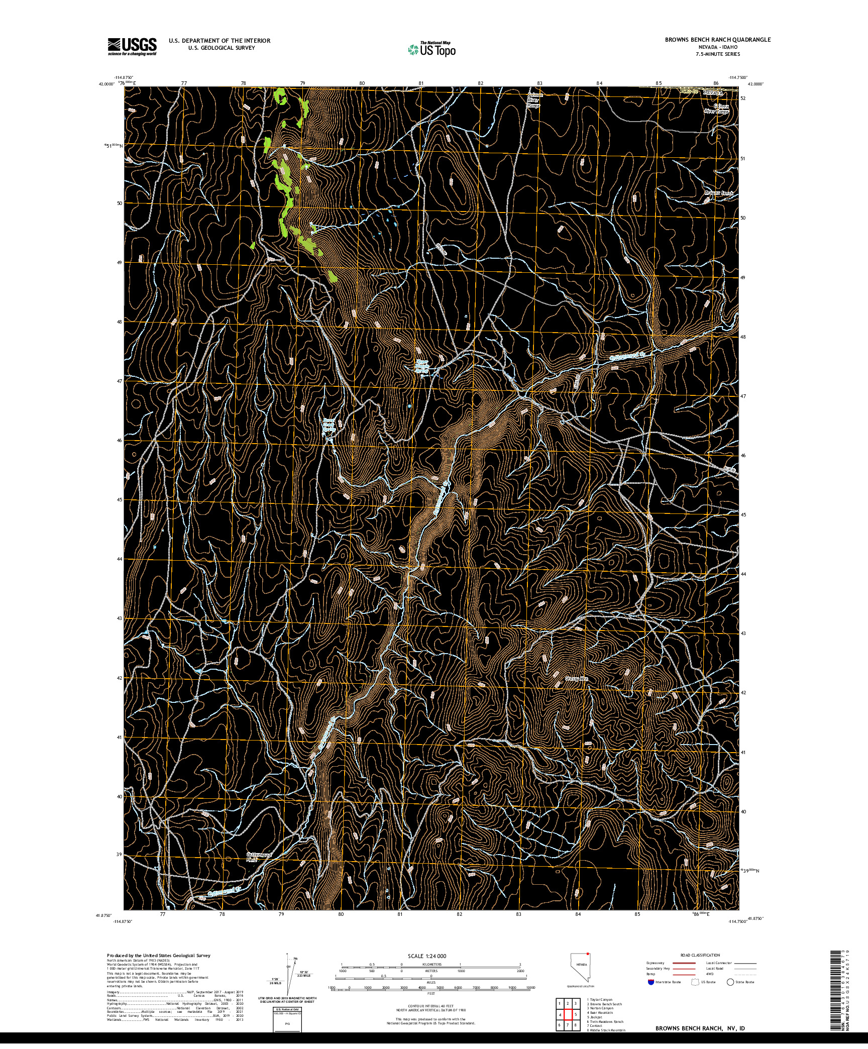 US TOPO 7.5-MINUTE MAP FOR BROWNS BENCH RANCH, NV,ID