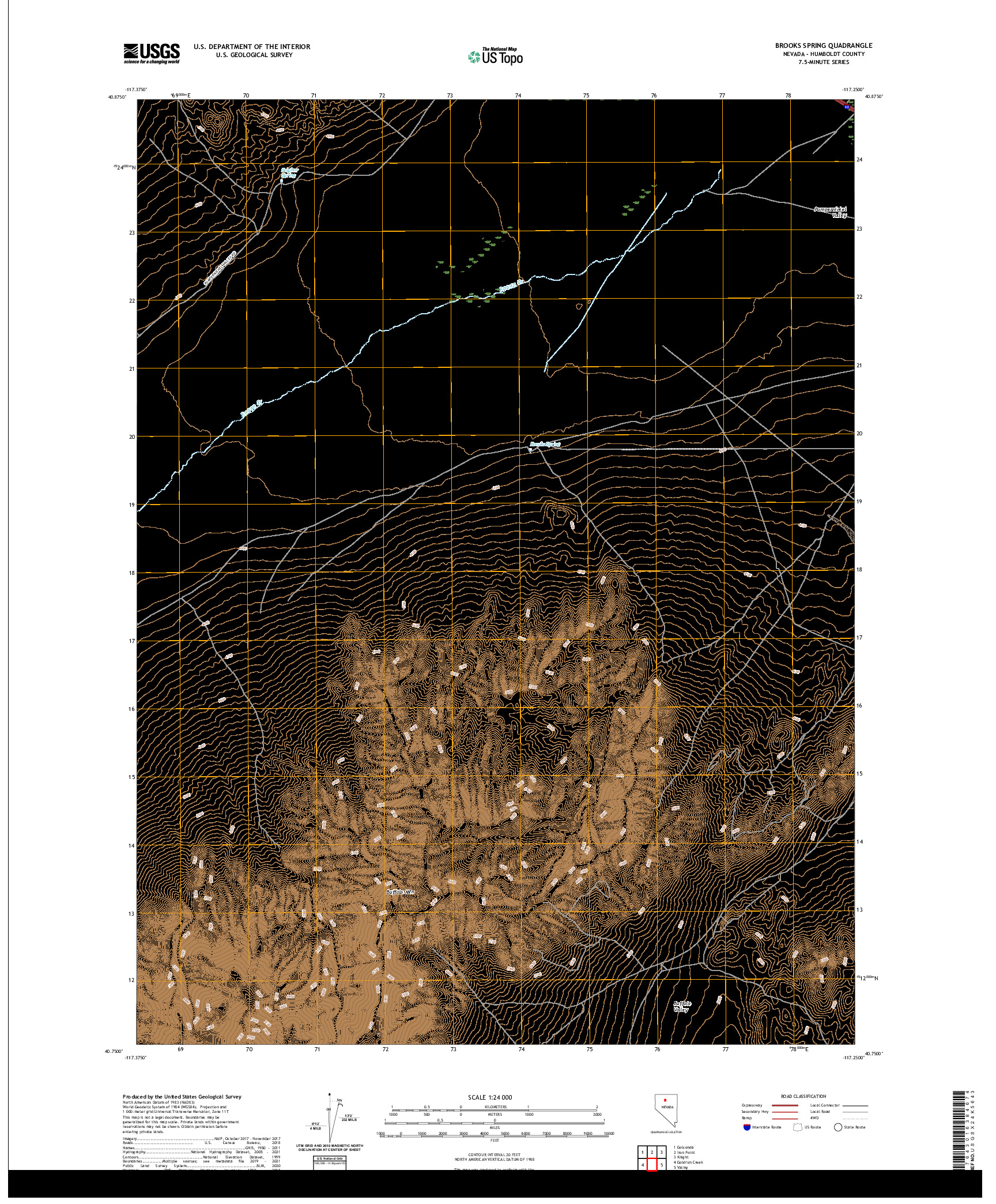 US TOPO 7.5-MINUTE MAP FOR BROOKS SPRING, NV