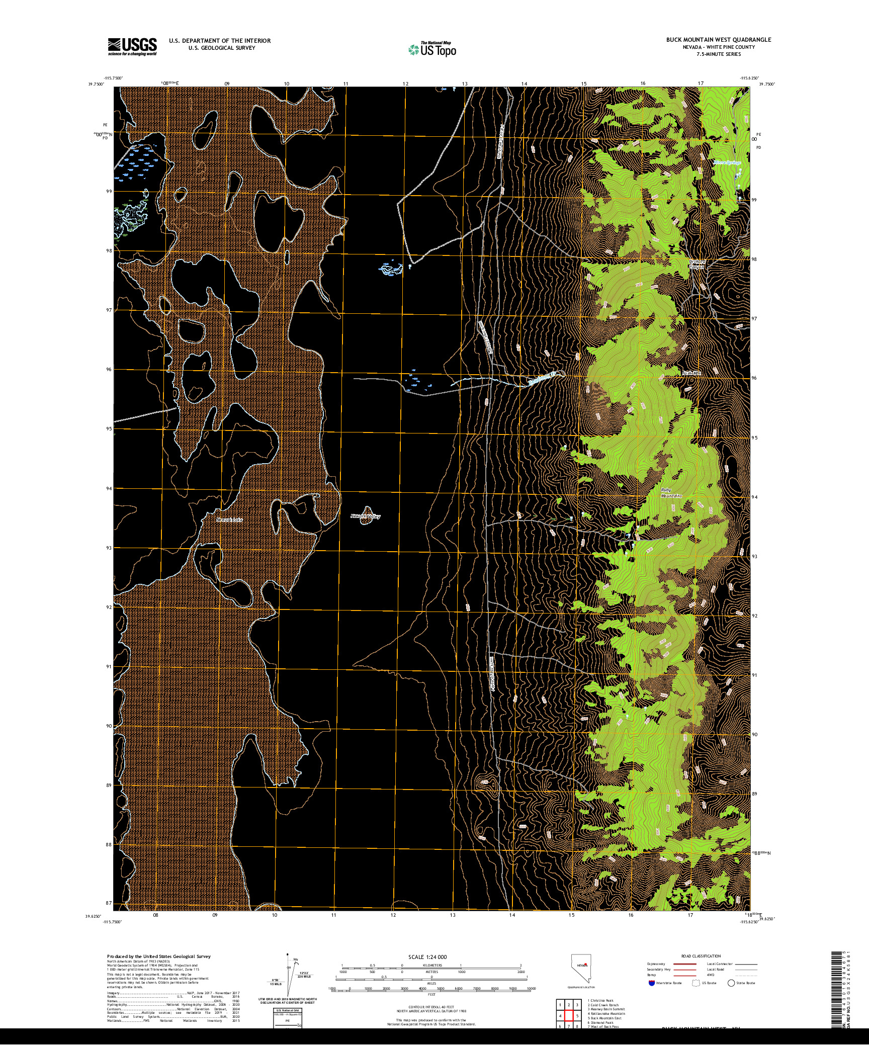 US TOPO 7.5-MINUTE MAP FOR BUCK MOUNTAIN WEST, NV