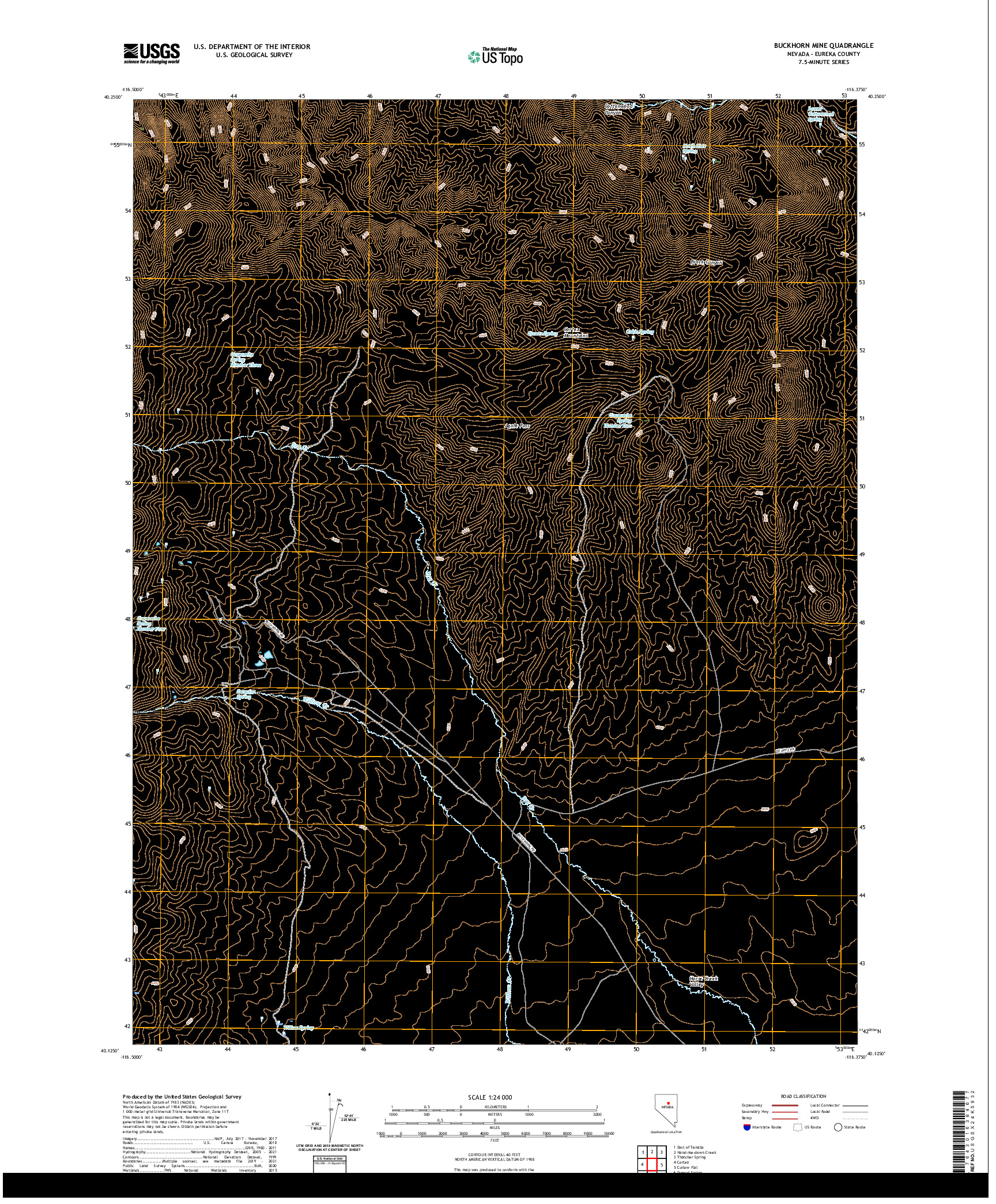 US TOPO 7.5-MINUTE MAP FOR BUCKHORN MINE, NV