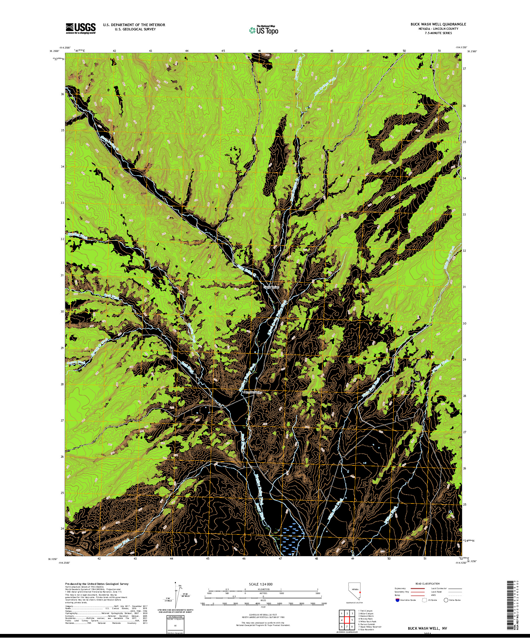 US TOPO 7.5-MINUTE MAP FOR BUCK WASH WELL, NV