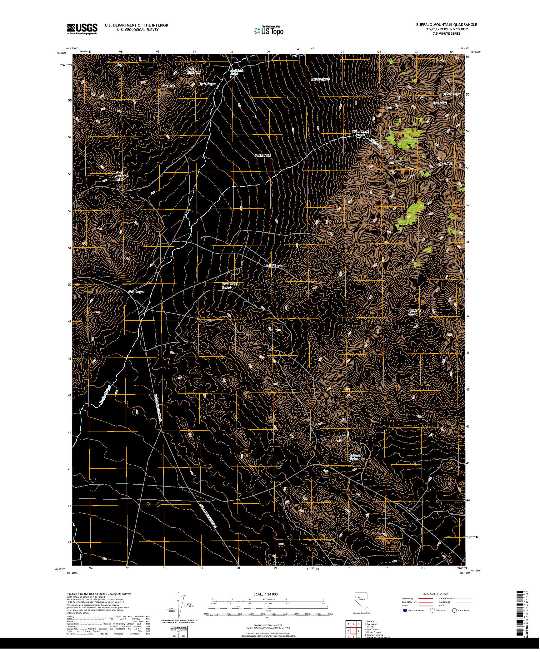 US TOPO 7.5-MINUTE MAP FOR BUFFALO MOUNTAIN, NV