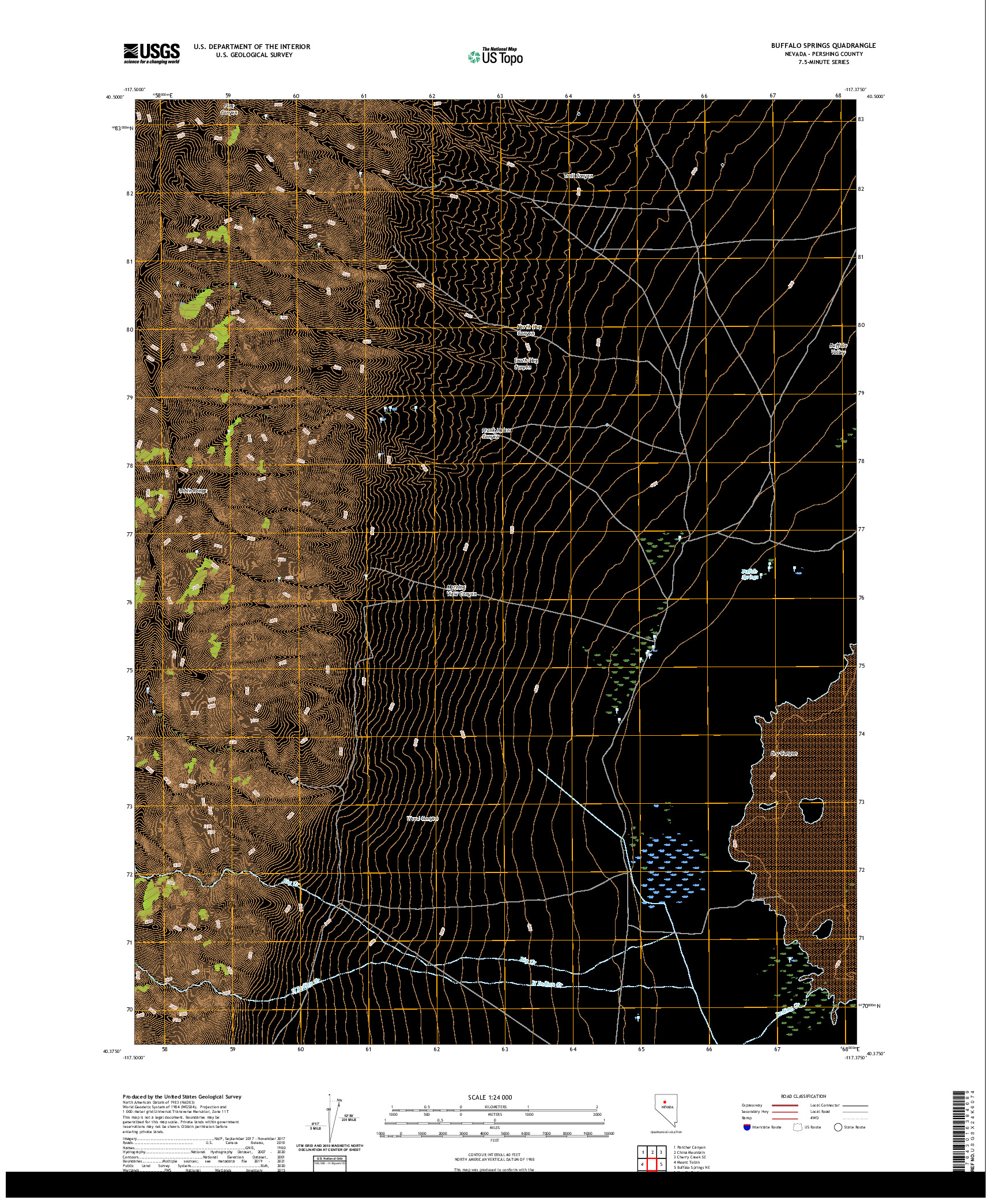 US TOPO 7.5-MINUTE MAP FOR BUFFALO SPRINGS, NV