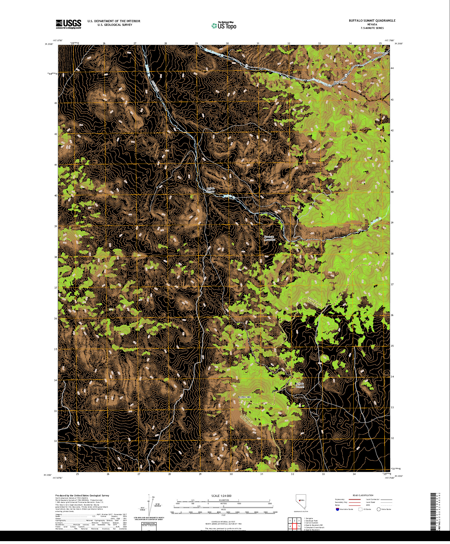 US TOPO 7.5-MINUTE MAP FOR BUFFALO SUMMIT, NV