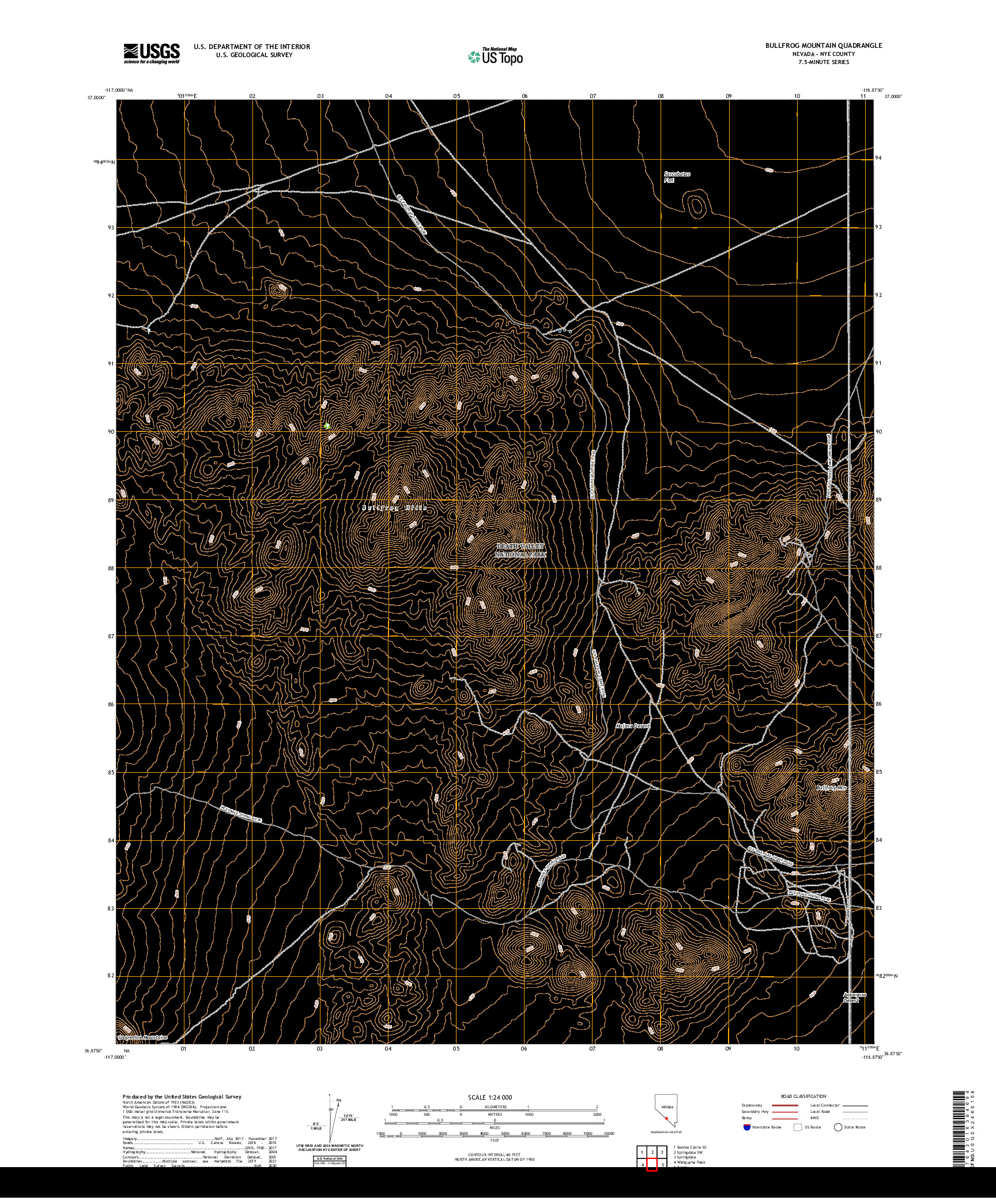 US TOPO 7.5-MINUTE MAP FOR BULLFROG MOUNTAIN, NV