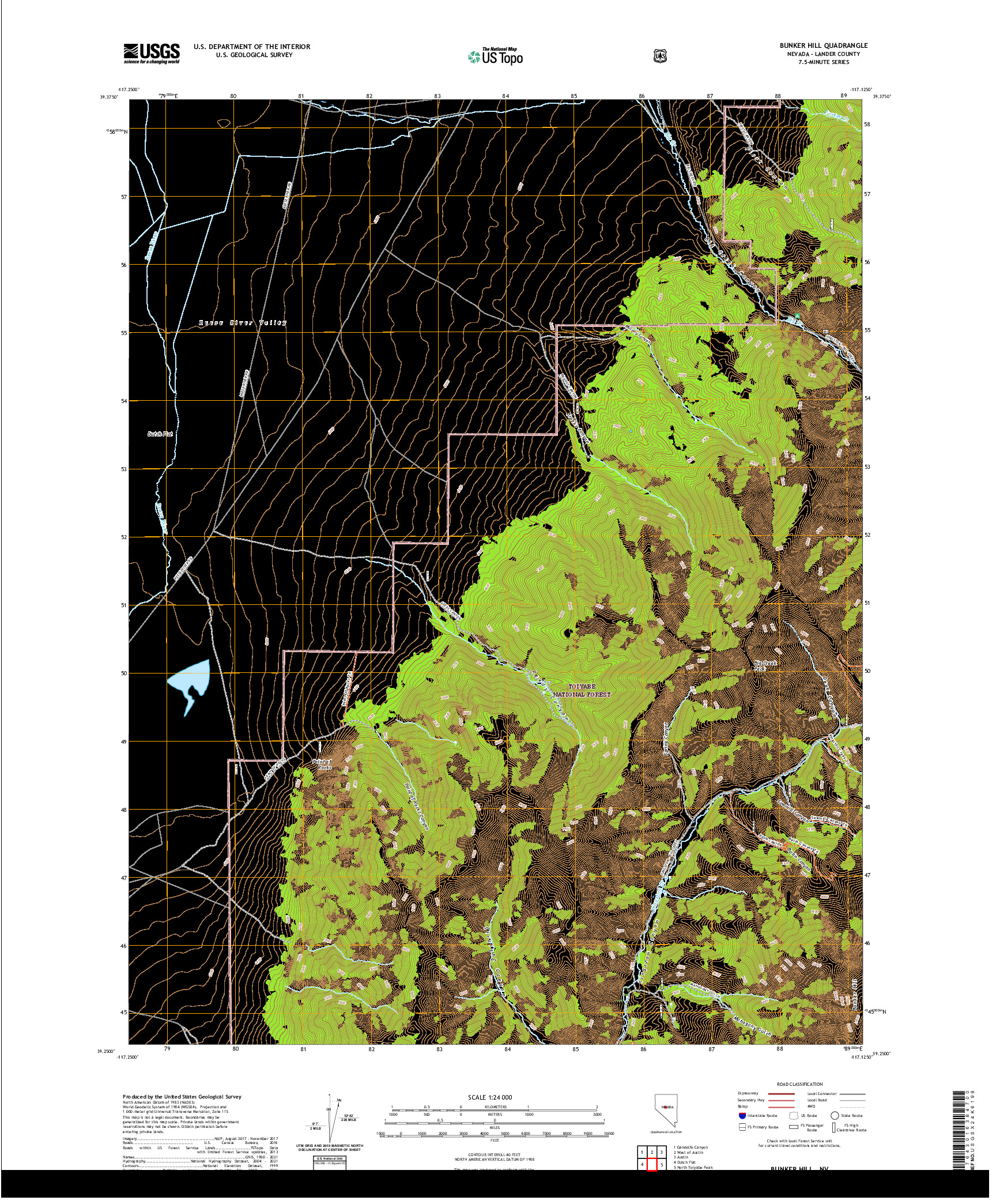 US TOPO 7.5-MINUTE MAP FOR BUNKER HILL, NV