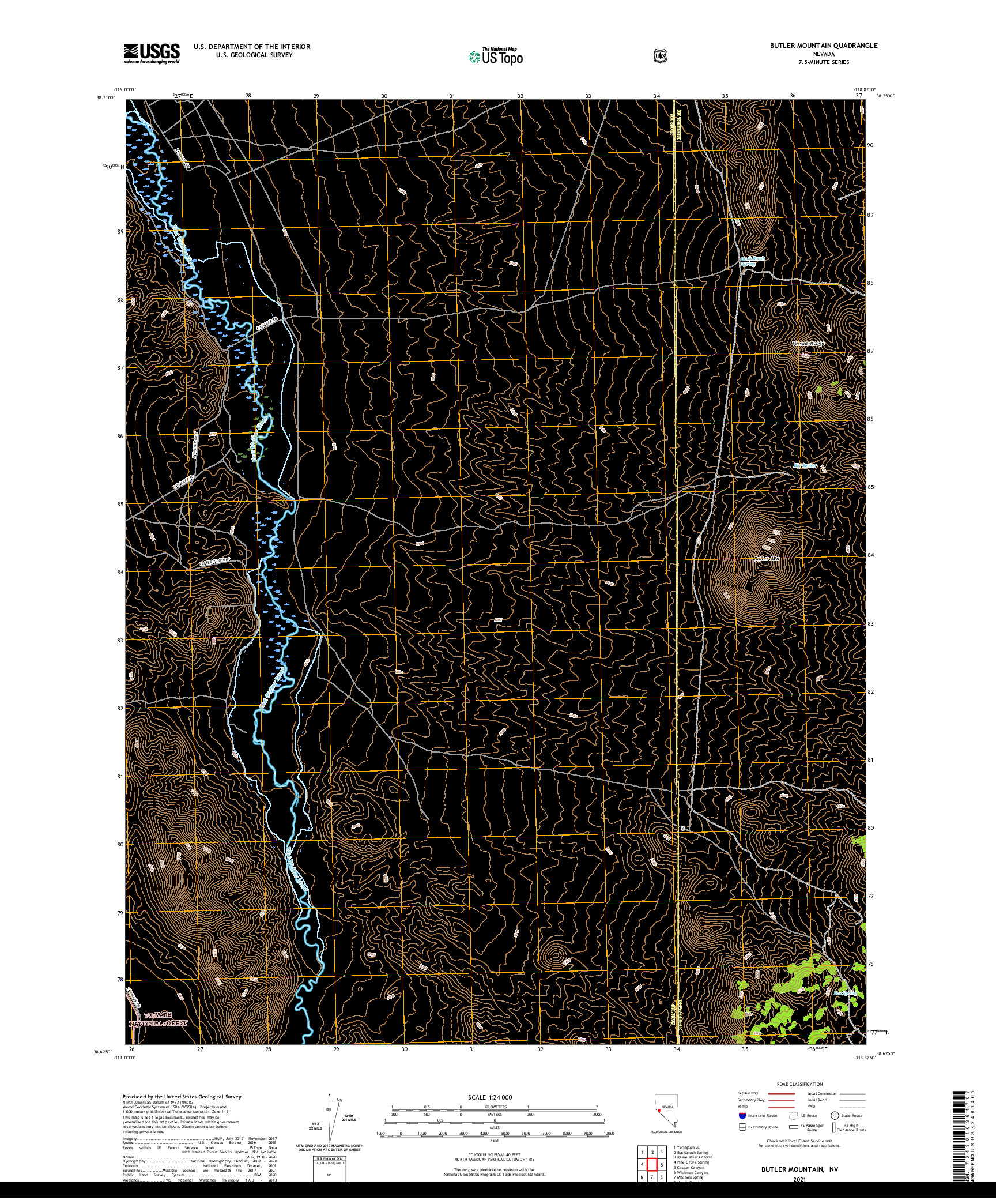 US TOPO 7.5-MINUTE MAP FOR BUTLER MOUNTAIN, NV