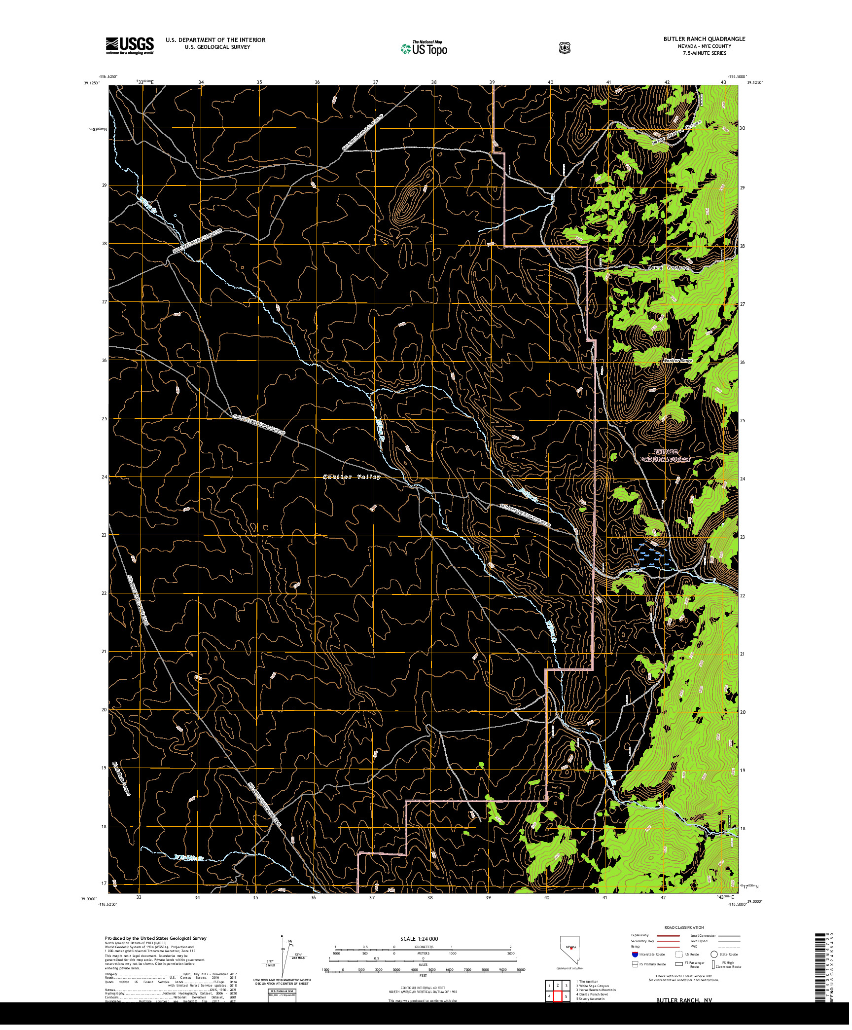 US TOPO 7.5-MINUTE MAP FOR BUTLER RANCH, NV