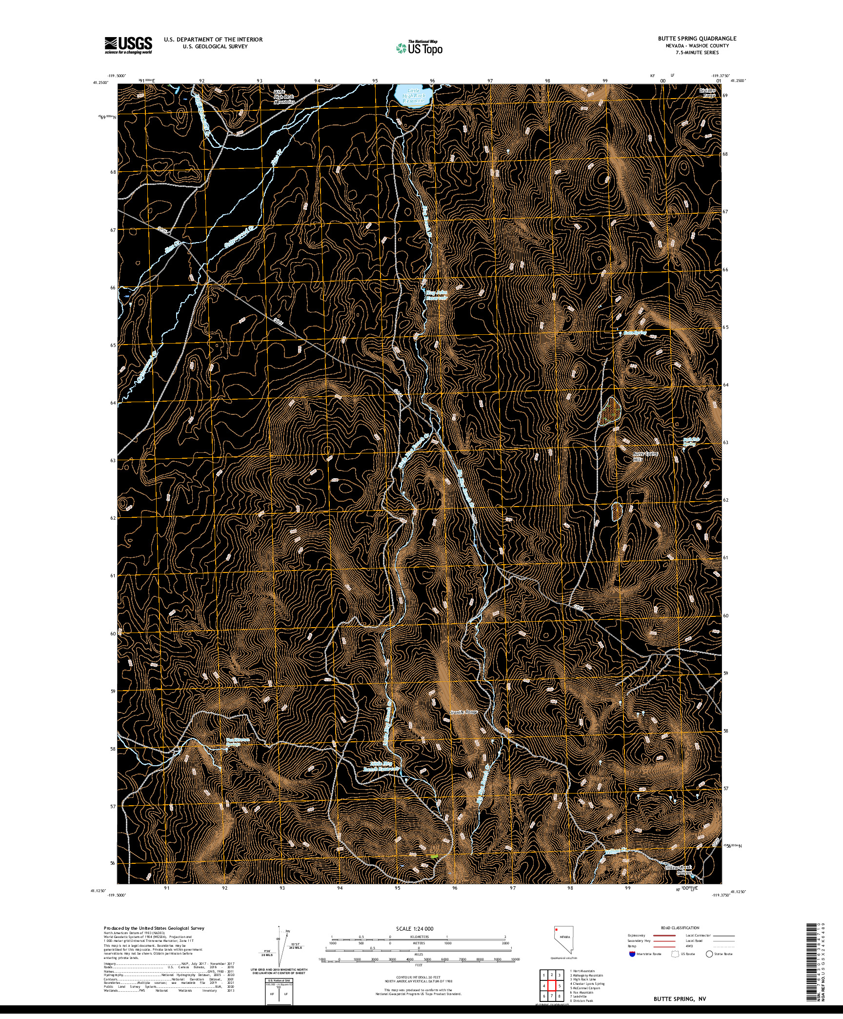 US TOPO 7.5-MINUTE MAP FOR BUTTE SPRING, NV