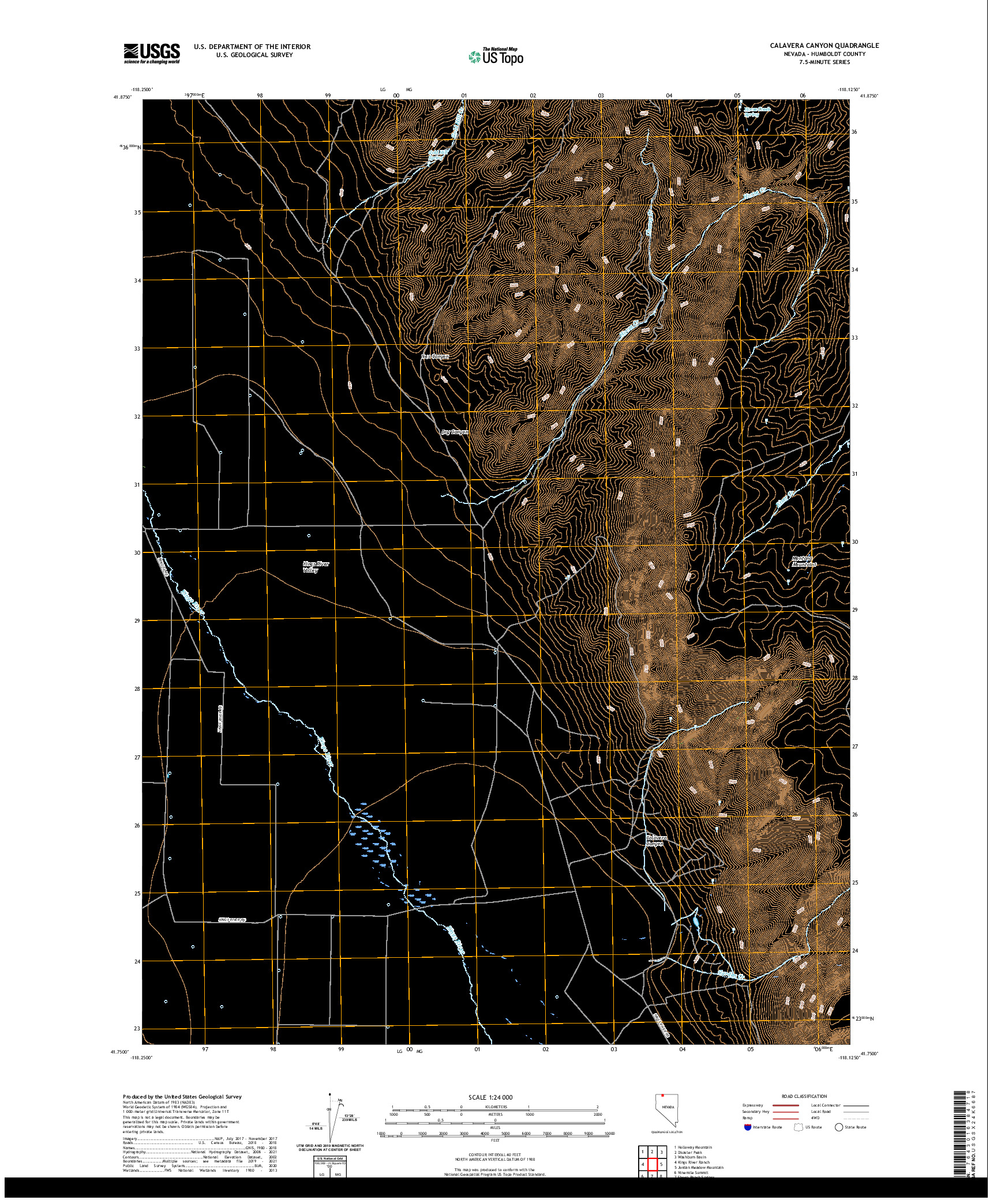 US TOPO 7.5-MINUTE MAP FOR CALAVERA CANYON, NV