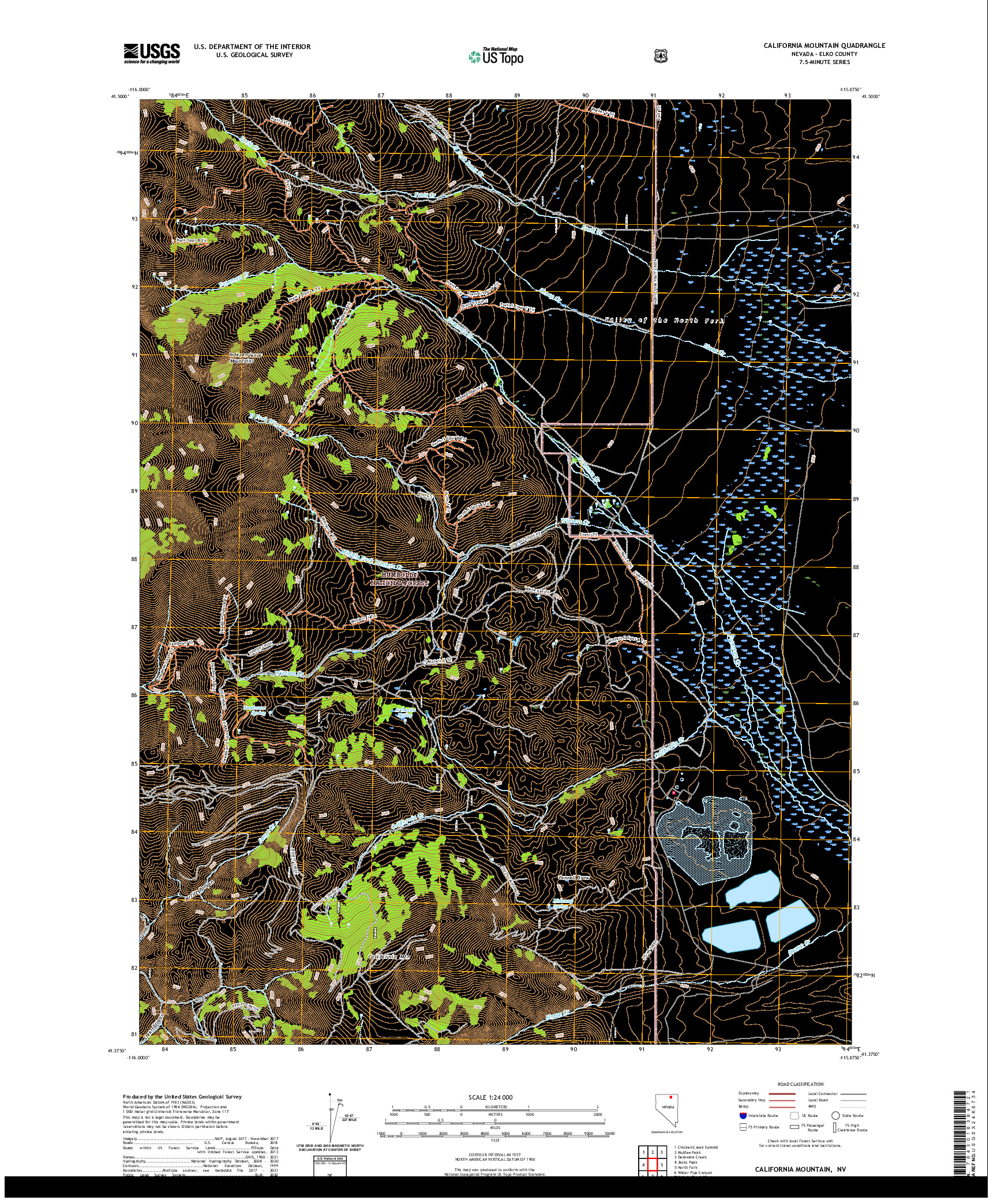 US TOPO 7.5-MINUTE MAP FOR CALIFORNIA MOUNTAIN, NV